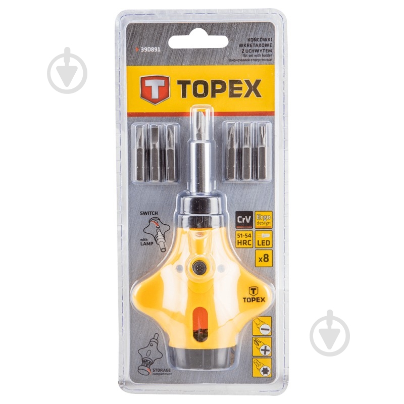 Отвертка со сменными насадками Topex 39D891 - фото 1