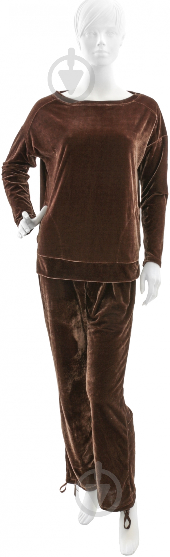 Пижама женская кофта + брюки р. S коричневый ATUD053005 - фото 1