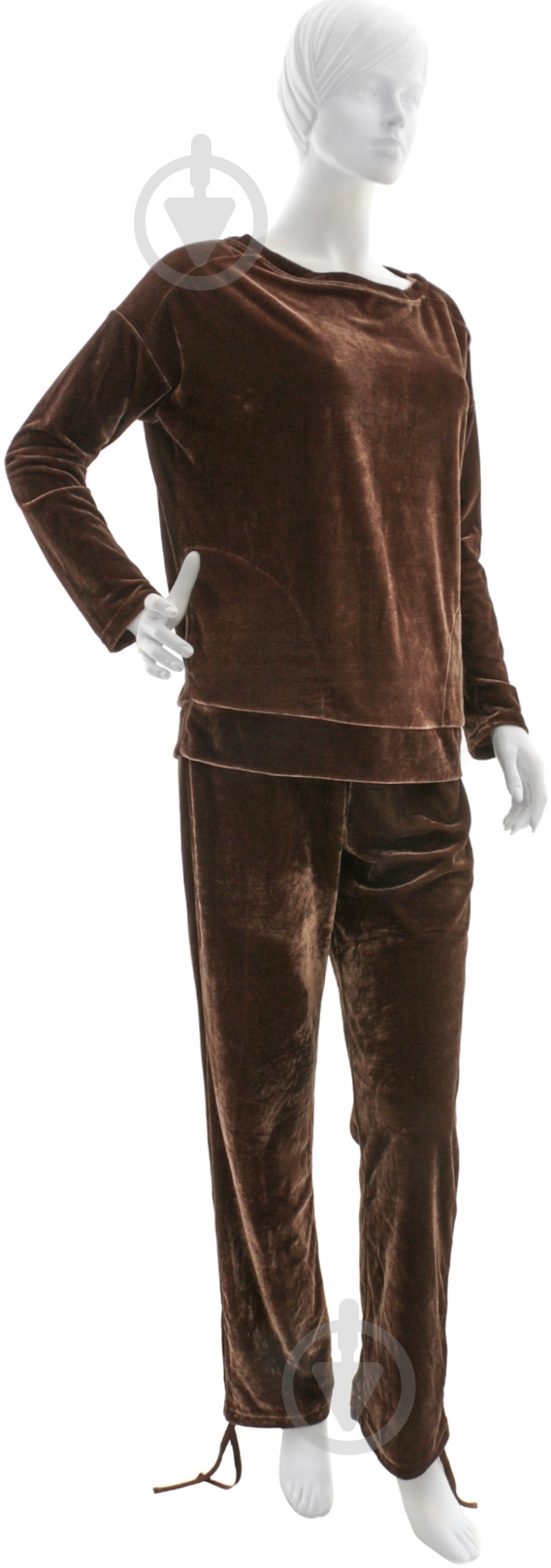Пижама женская кофта + брюки р. S коричневый ATUD053005 - фото 2