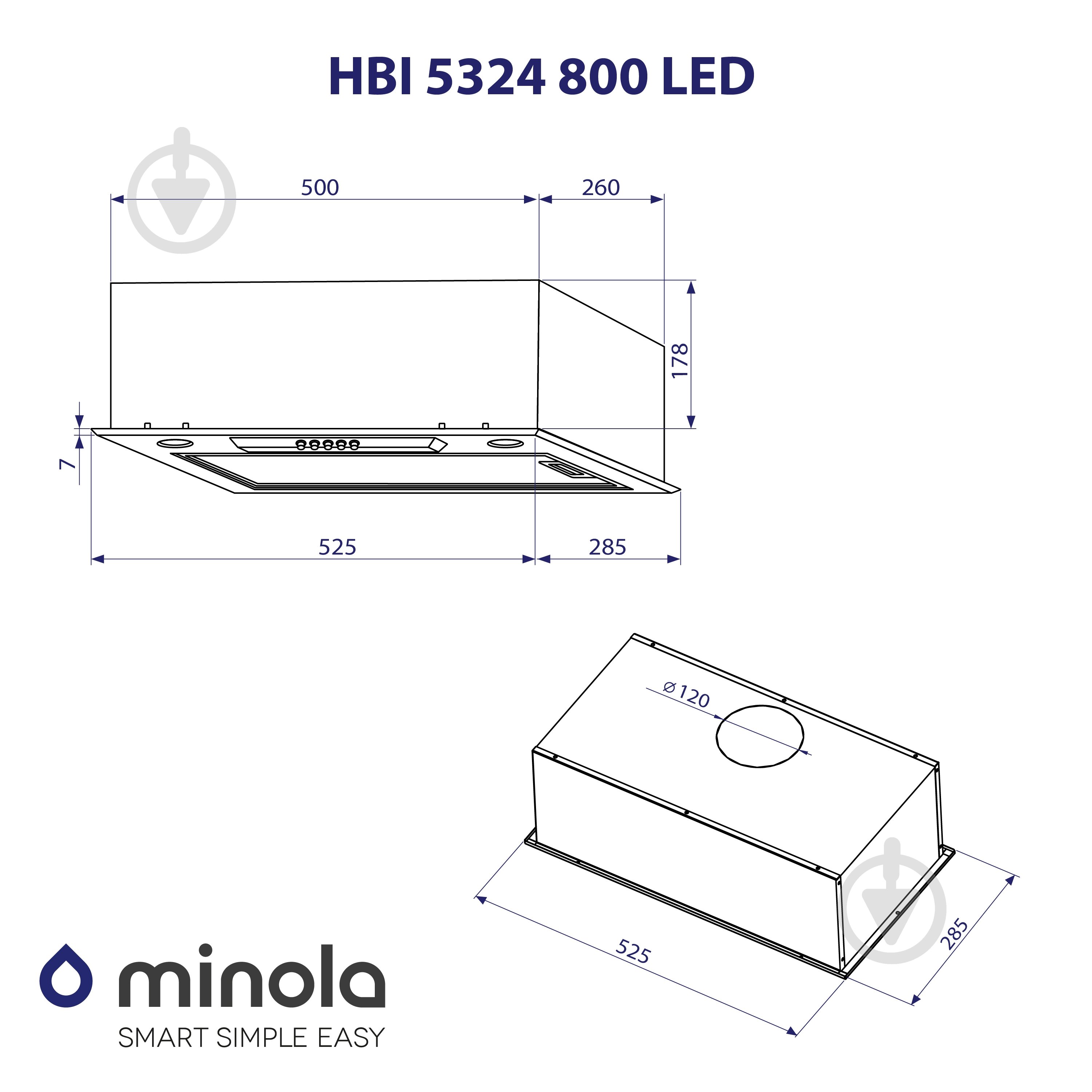 Витяжка Minola HBI 5324 I 800 LED повновбудовувана - фото 10