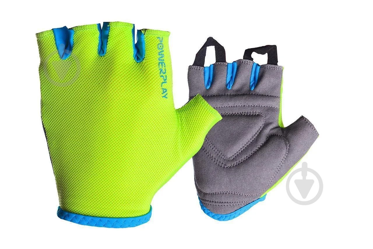 Перчатки для фитнеса PowerPlay PP_03-418 р. M серо-зеленый - фото 1