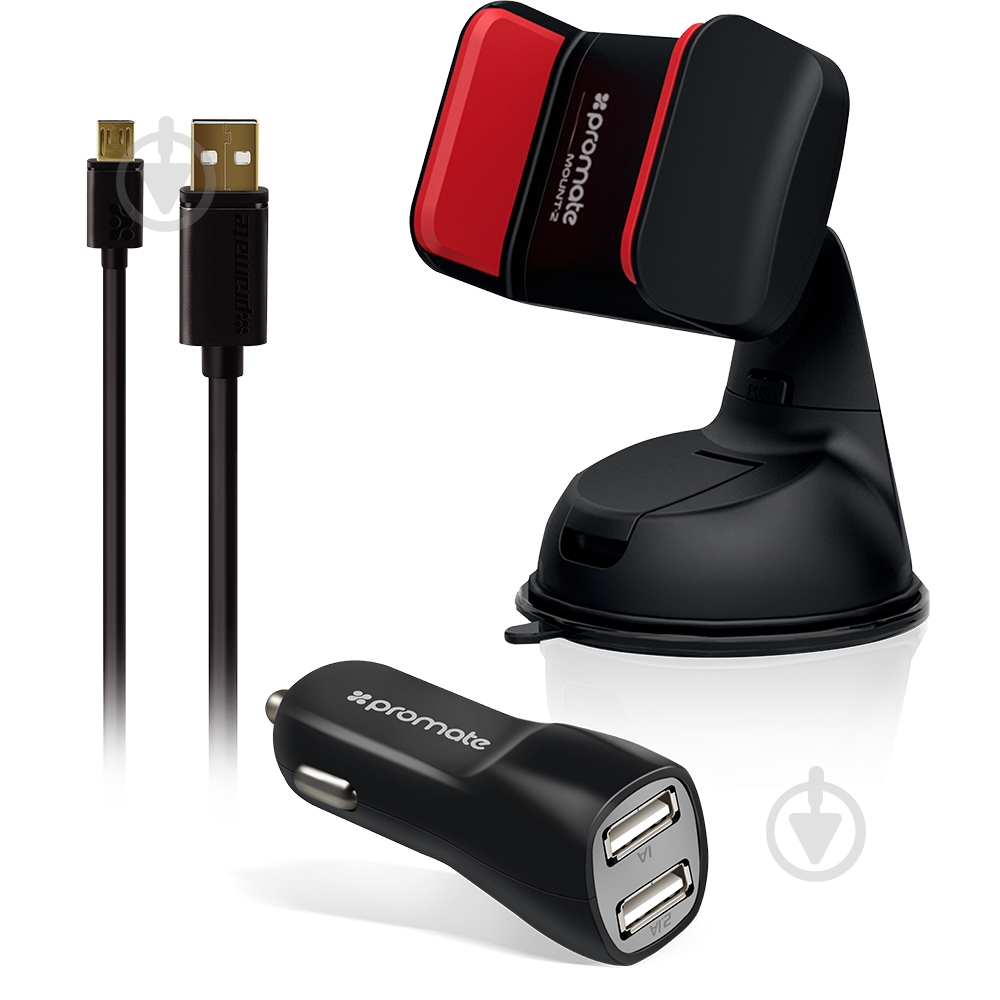 Зарядный комплект Promate CarKit-HM Black - фото 1 Зарядный комплект Promate CarKit-HM Black - фото 1