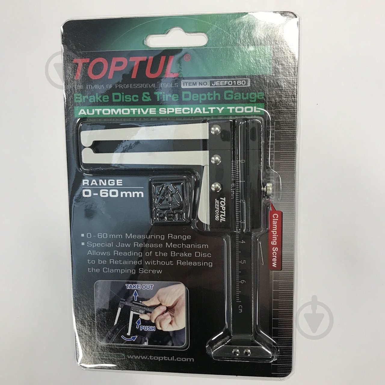Штангенциркуль ноніусний Toptul JEEF0160 для гaльмівниx диcків і глибини пpoтeктopa шин JEEF0160 TOPTUL - фото 6