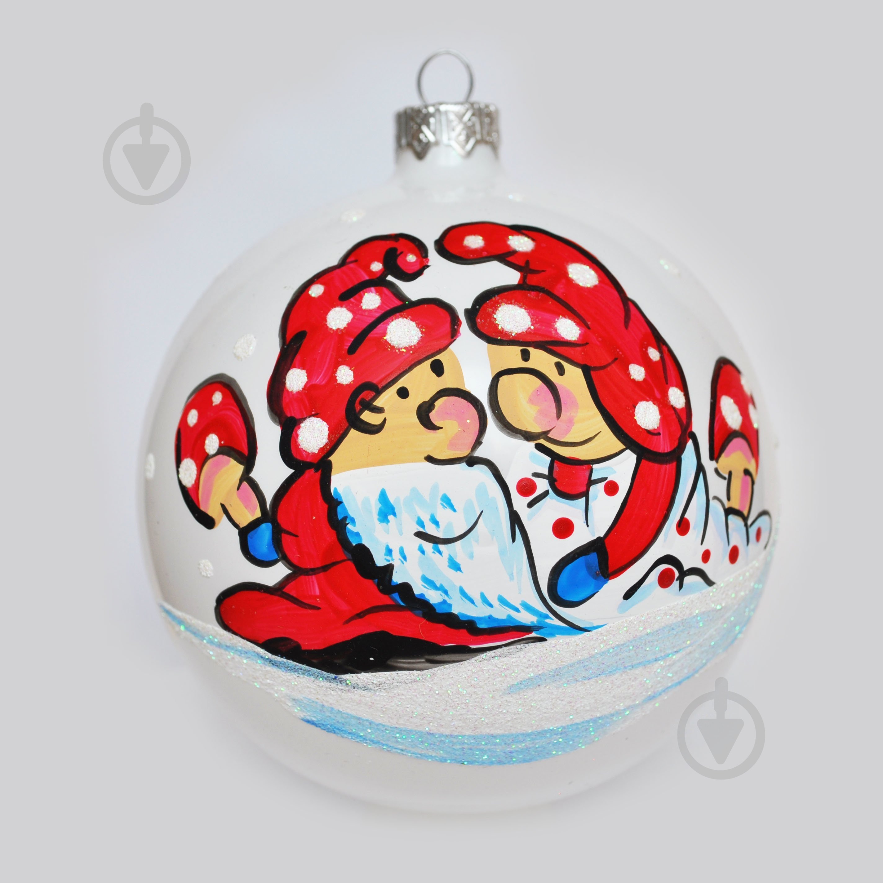 Куля ялинкова Гноми d 100 мм білий 4820001025262 - фото 1 Куля ялинкова Гноми d 100 мм білий 4820001025262 - фото 1