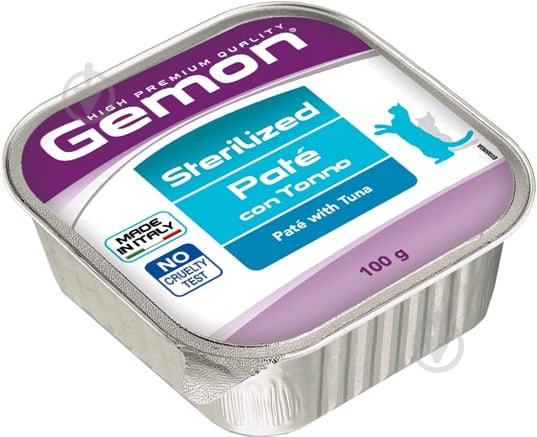 Корм для стерилизованных кошек GEMON Cat Wet Sterilized паштет с тунцем 100 г - фото 1 Корм для стерилизованных кошек GEMON Cat Wet Sterilized паштет с тунцем 100 г - фото 1