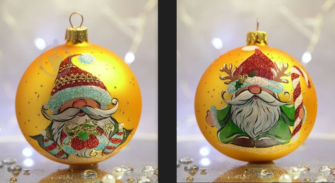 Набір ялинкових куль Гноми - Чарівники d 85 мм 2 шт./уп. - фото 1