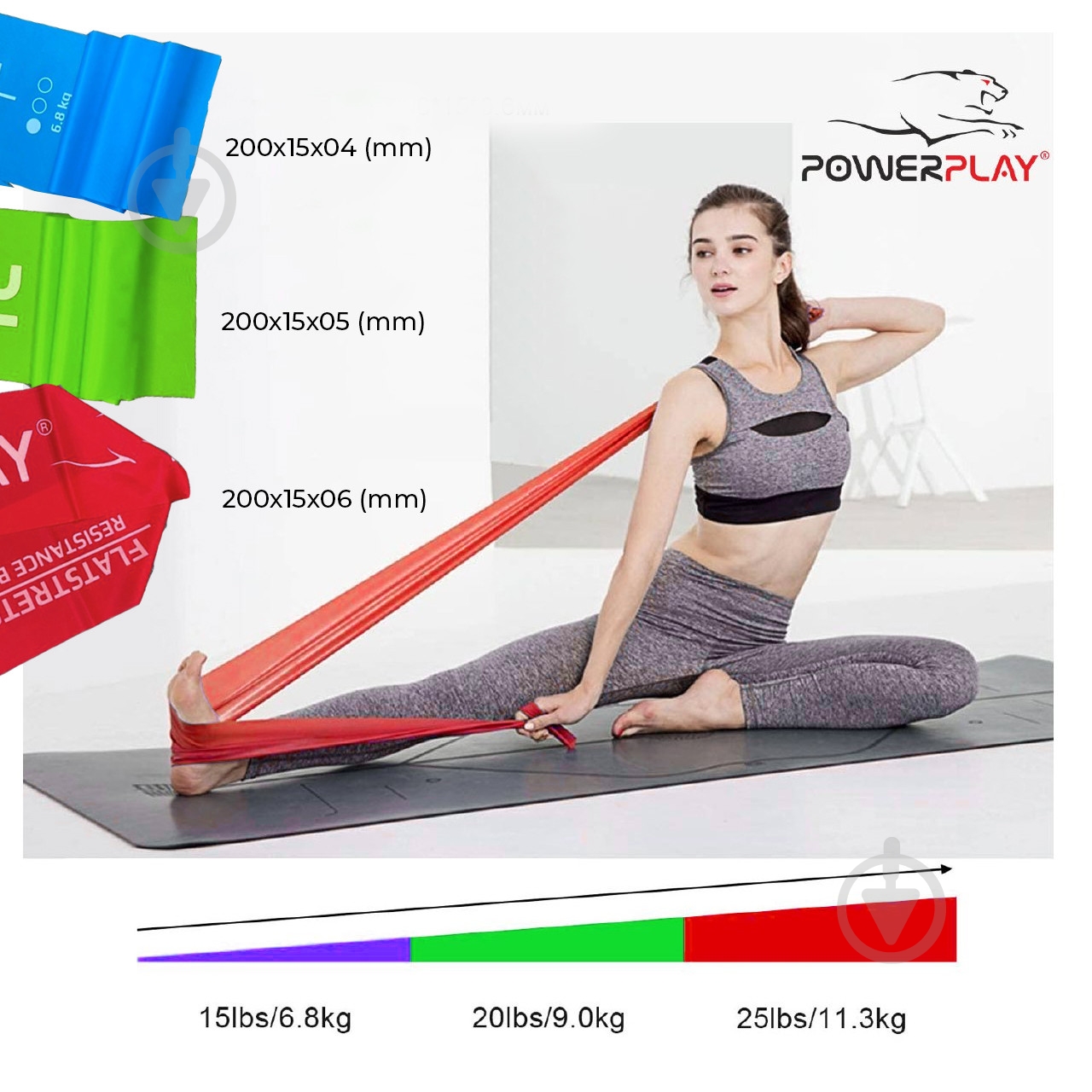 Лента-эспандер PowerPlay PP-4112 9 кг зеленый - фото 3