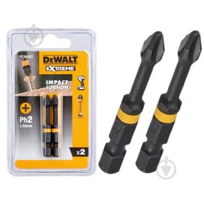 Набор бит DeWalt IMPACT Torsion Ph2 50 мм 2 шт. DT70532T - фото 1