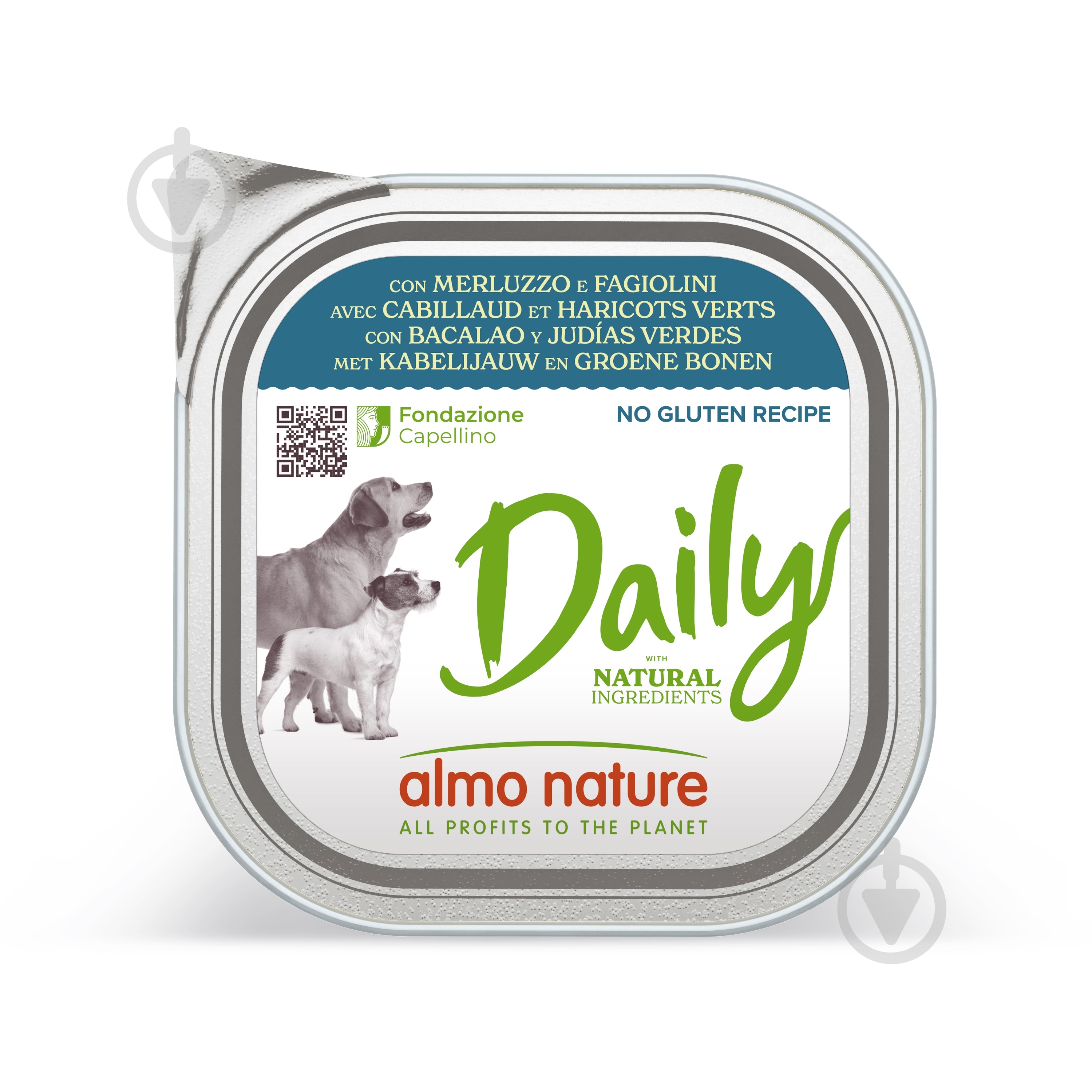 Паштет консервированный для всех пород Almo Nature Daily Dog с треской и стручковой фасолью 300 г - фото 1 Паштет консервированный для всех пород Almo Nature Daily Dog с треской и стручковой фасолью 300 г - фото 1