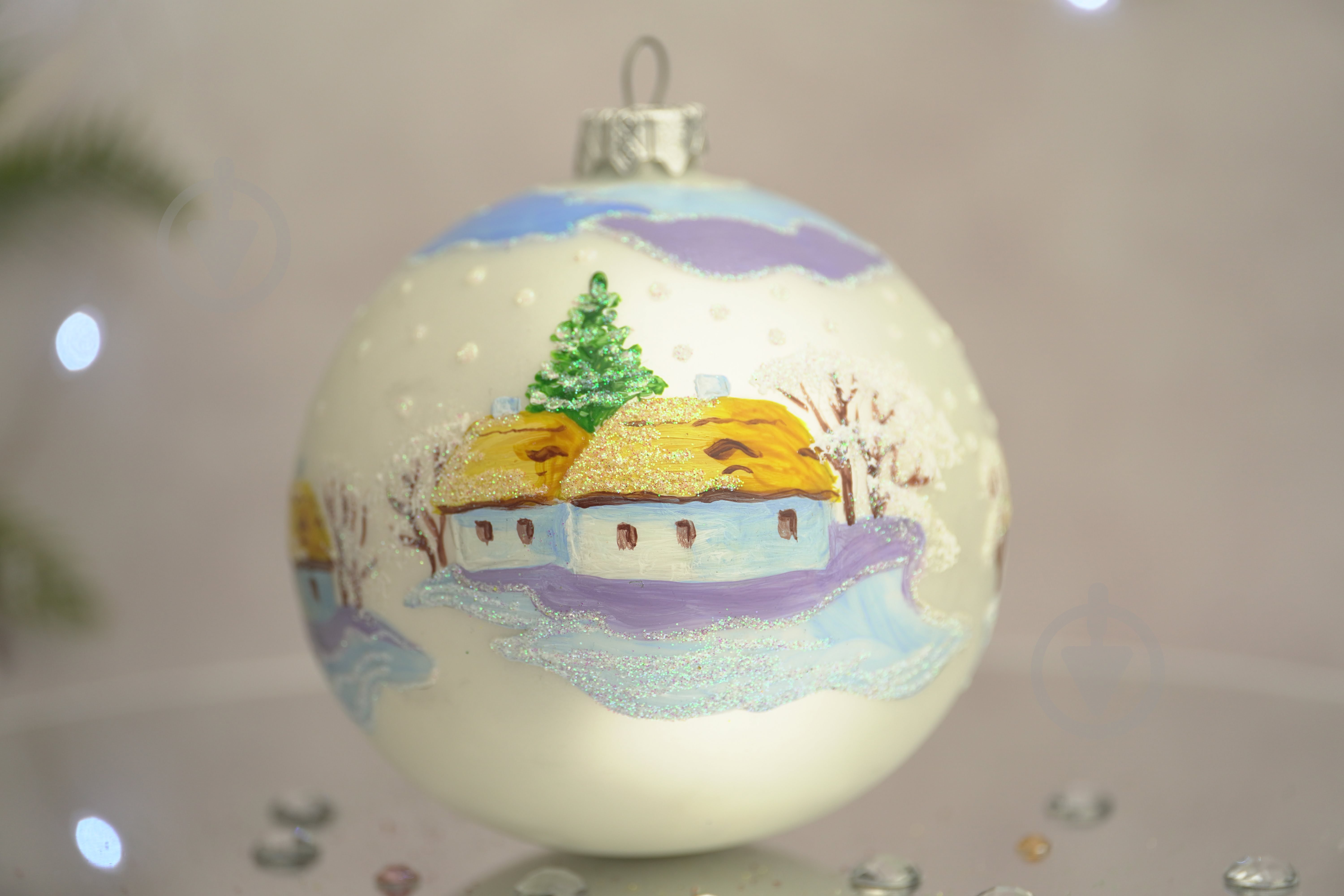 Куля ялинкова Засніжене село d 100 мм білий 4820001154962 - фото 1 Куля ялинкова Засніжене село d 100 мм білий 4820001154962 - фото 1