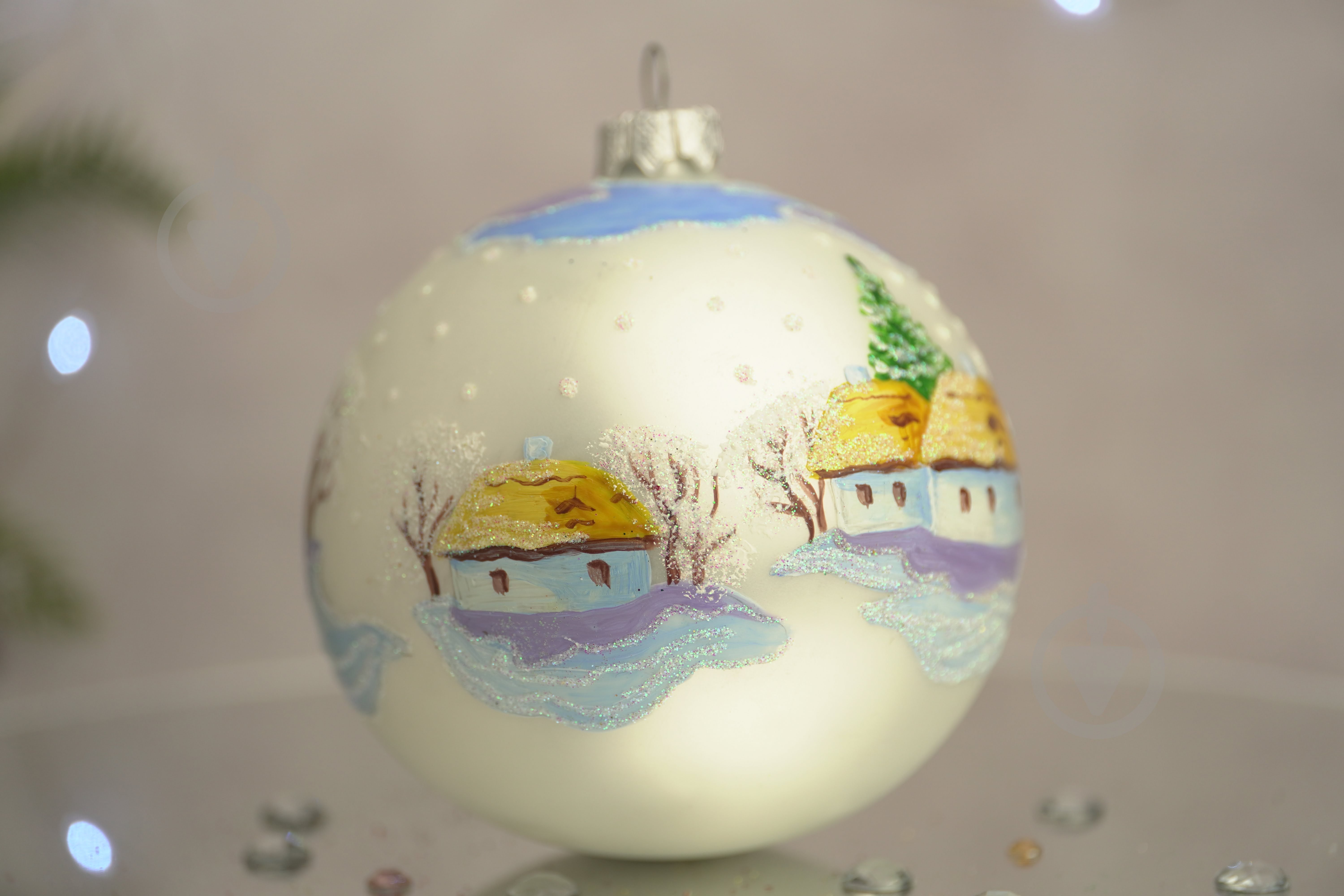 Куля ялинкова Засніжене село d 100 мм білий 4820001154962 - фото 2 Куля ялинкова Засніжене село d 100 мм білий 4820001154962 - фото 2