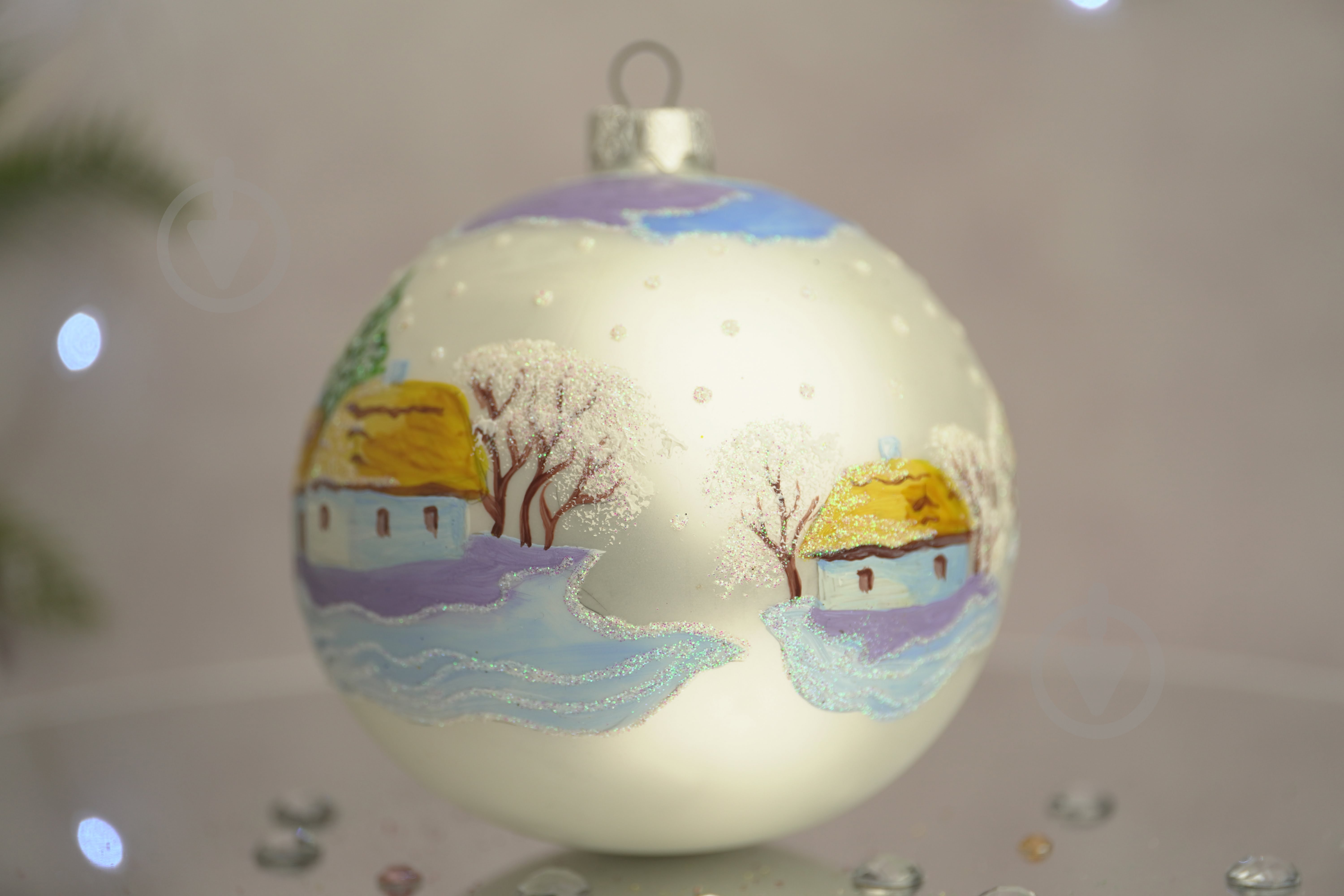 Куля ялинкова Засніжене село d 100 мм білий 4820001154962 - фото 3 Куля ялинкова Засніжене село d 100 мм білий 4820001154962 - фото 3