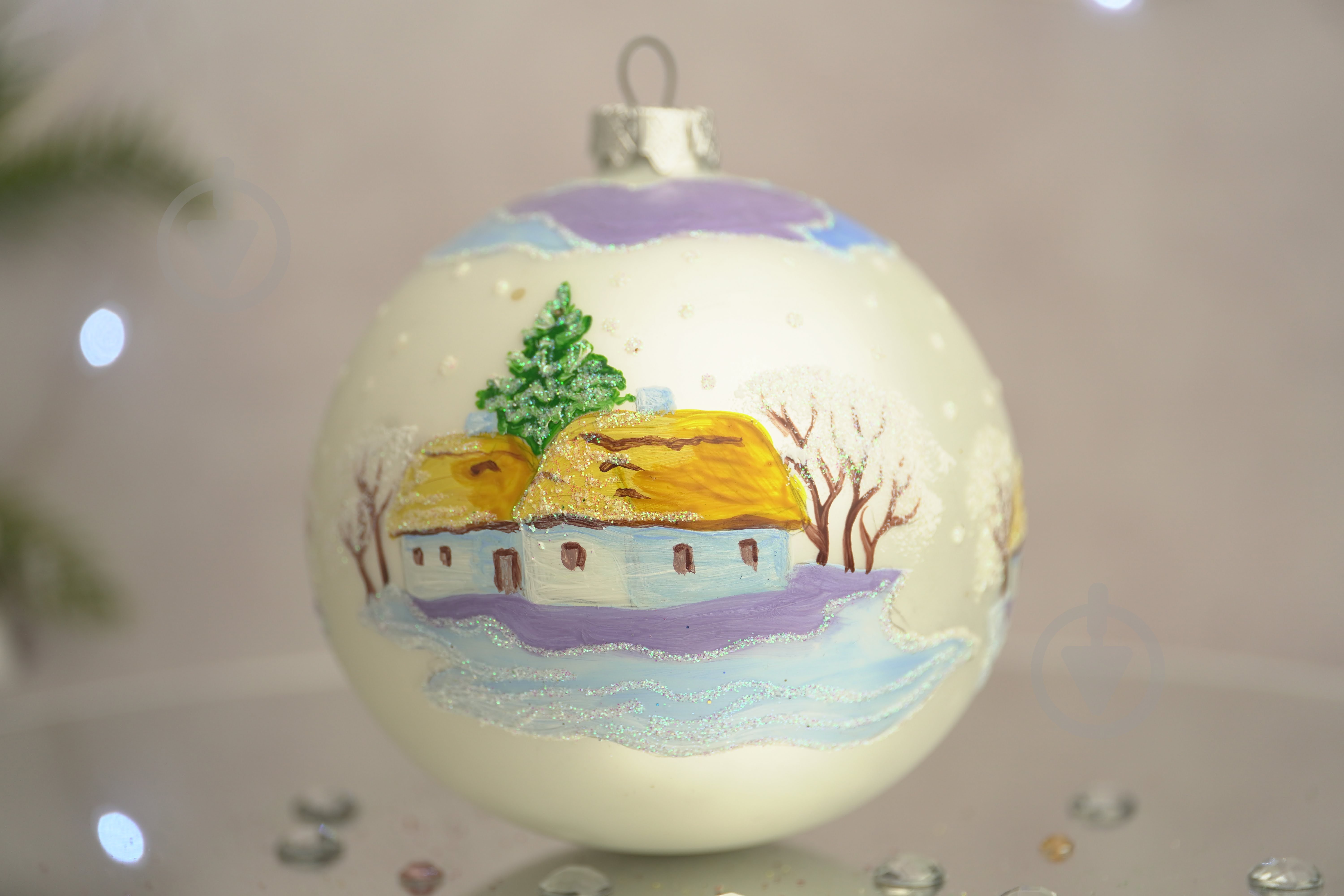 Куля ялинкова Засніжене село d 100 мм білий 4820001154962 - фото 4 Куля ялинкова Засніжене село d 100 мм білий 4820001154962 - фото 4