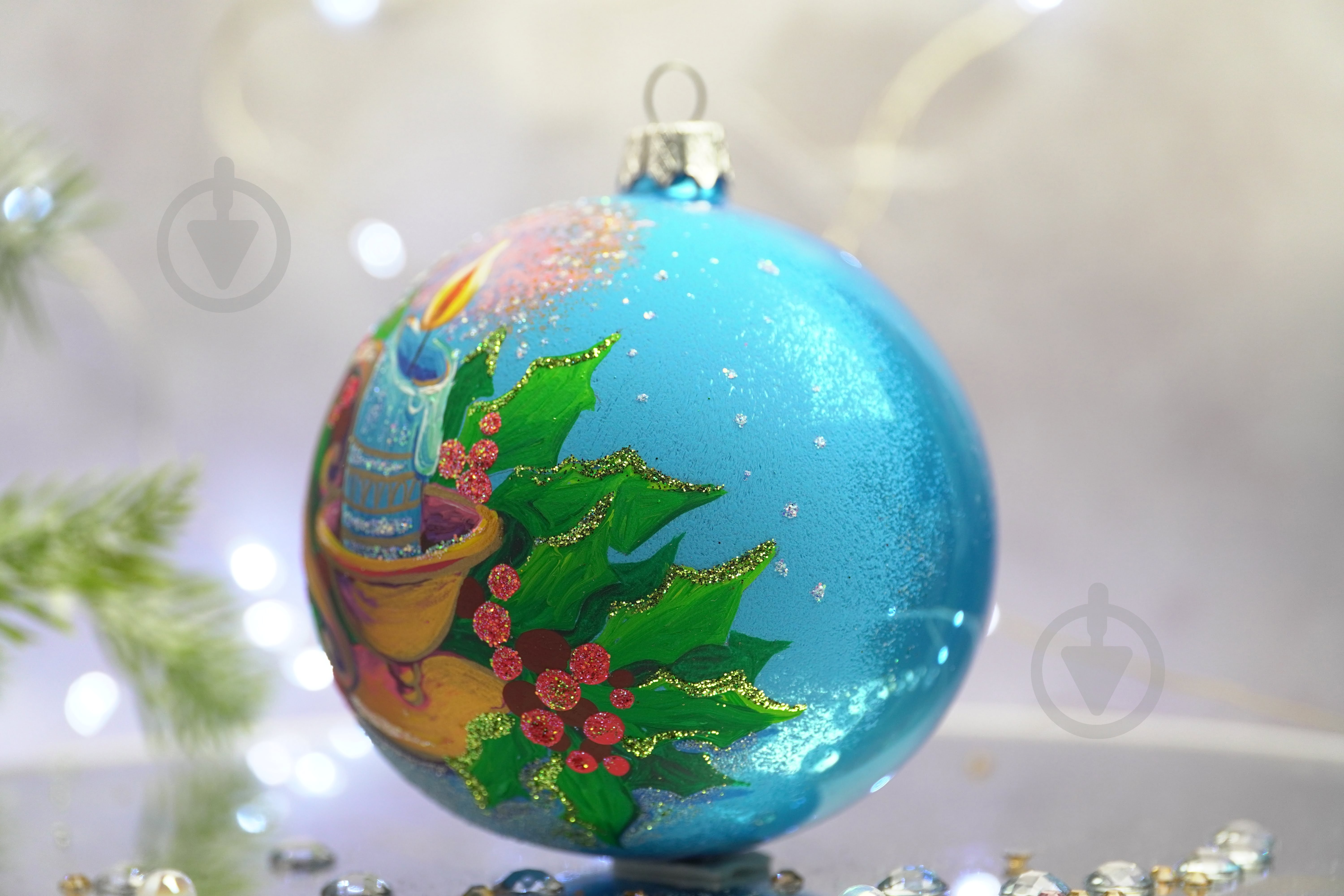 Куля ялинкова Свічка d 100 мм блакитний 4820001106909 - фото 3 Куля ялинкова Свічка d 100 мм блакитний 4820001106909 - фото 3