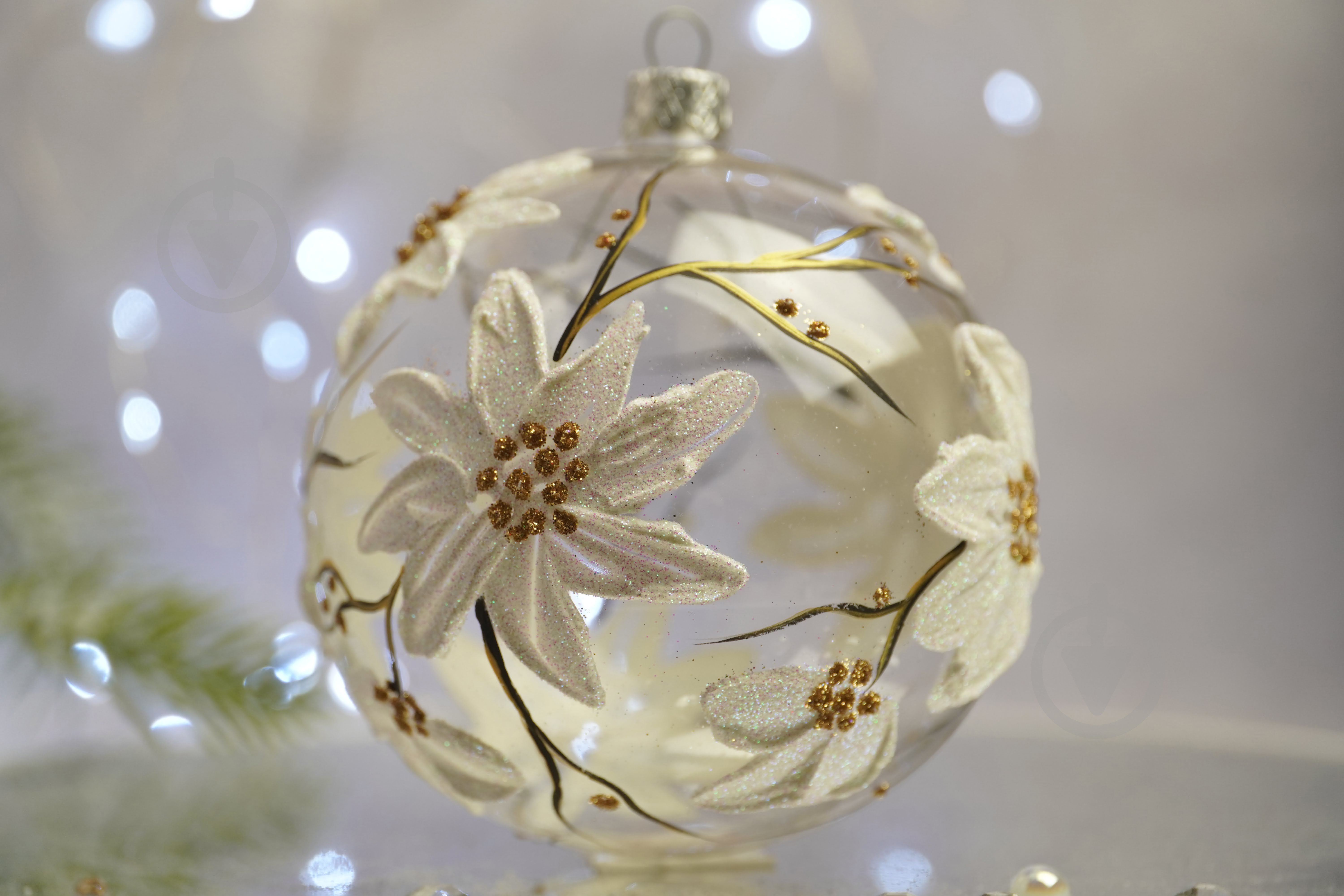 Куля ялинкова Магнолія біла d 100 мм прозорий 4820001112443 - фото 1