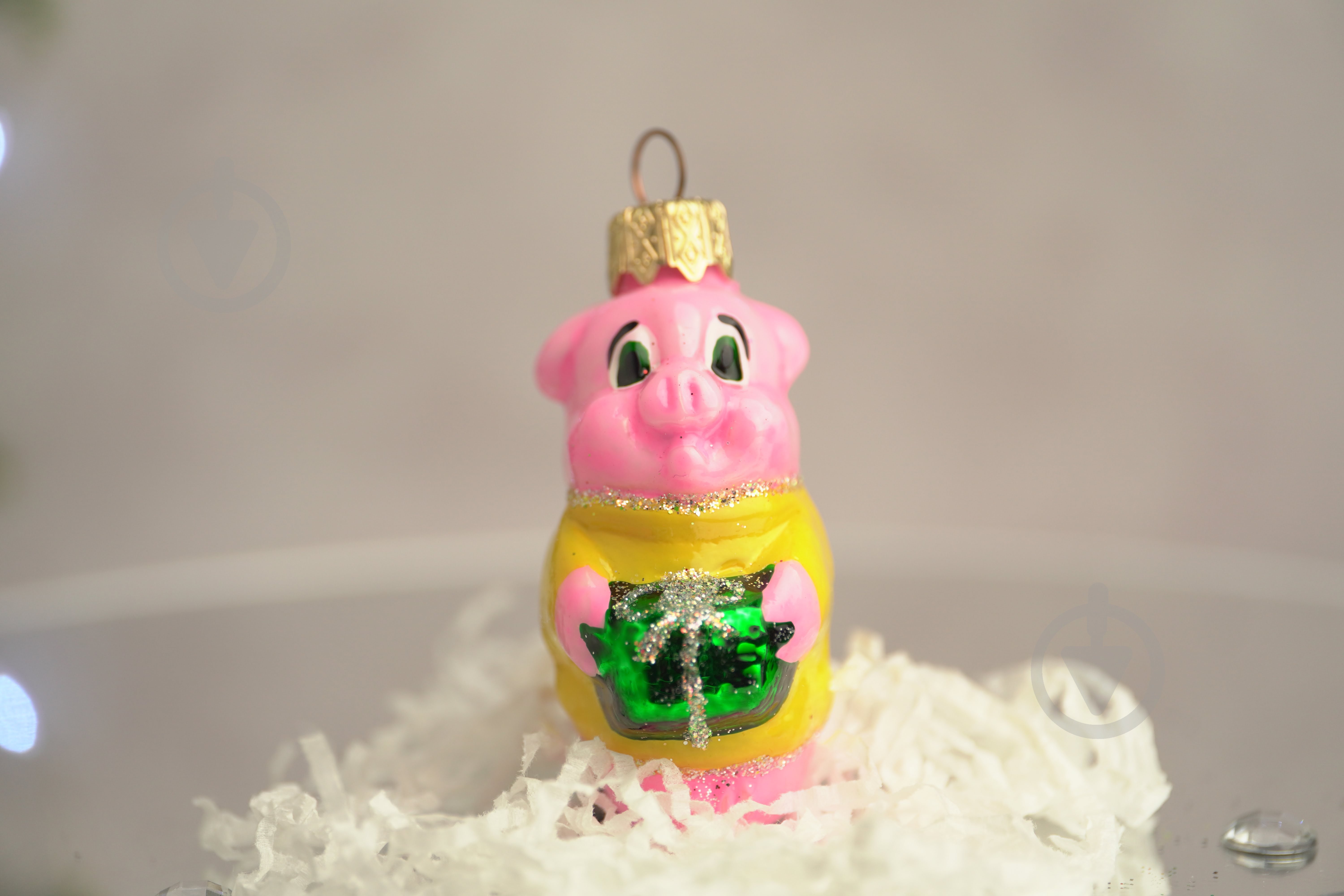 Іграшка на ялинку Новорічна свинка 7 см рожевий - фото 1 Іграшка на ялинку Новорічна свинка 7 см рожевий - фото 1
