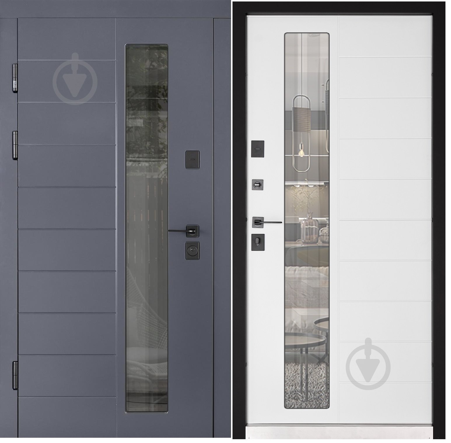 Дверь входная Abwehr MG3 (529+529)(Vв)(ВСМс)(СПЗ)096Л(7016n)+(Б) NEW RAL 7016 / белая текстура 2050x960 мм левая - фото 1