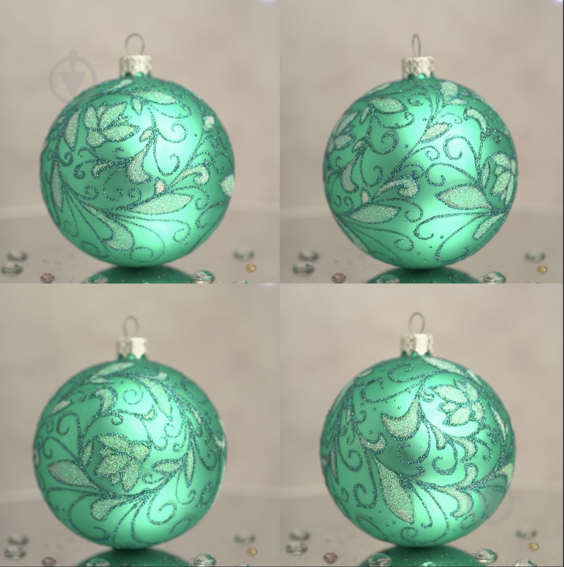 Шар елочный Зимний узор d 85 мм бирюзовый 4820001154474 - фото 10
