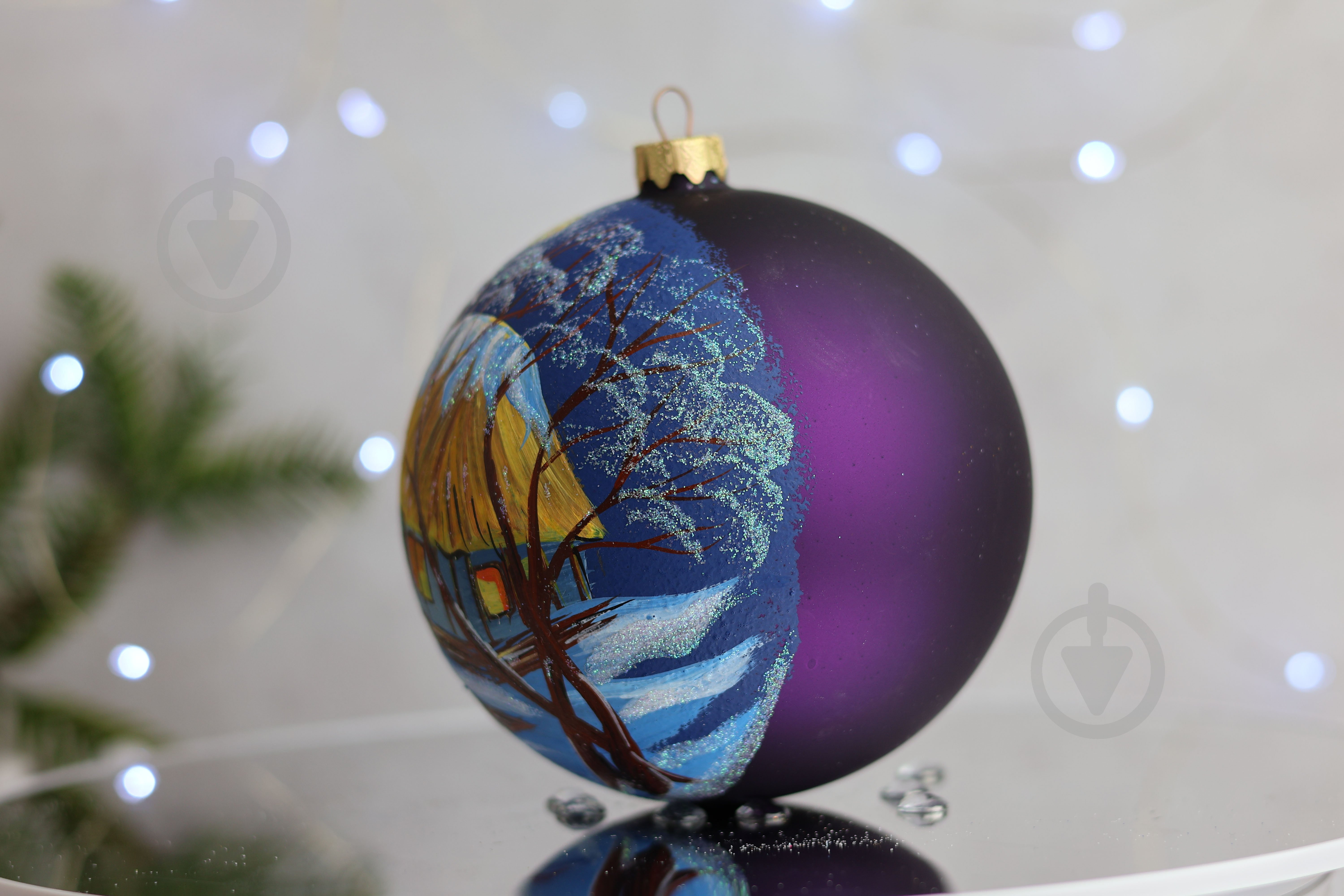 Куля ялинкова Ніч в українському селі d 120 мм синій 4820001112368 - фото 5 Куля ялинкова Ніч в українському селі d 120 мм синій 4820001112368 - фото 5