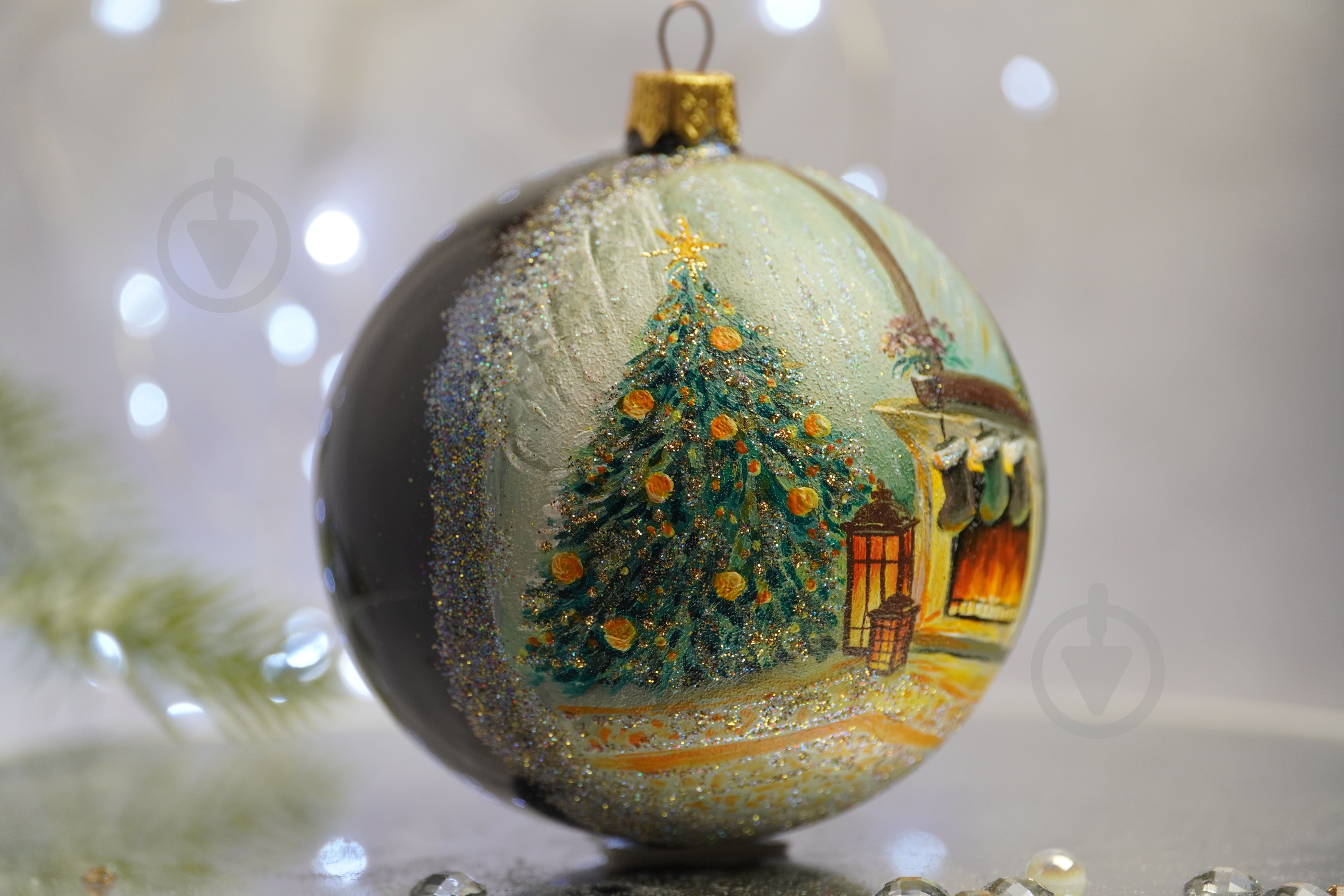 Куля ялинкова Новорічний камін d 100 мм чорний 4820001112573 - фото 2 Куля ялинкова Новорічний камін d 100 мм чорний 4820001112573 - фото 2