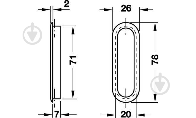 Мебельная ручка врезная Hafele 26x78 158.03.737 белый матовый - фото 2