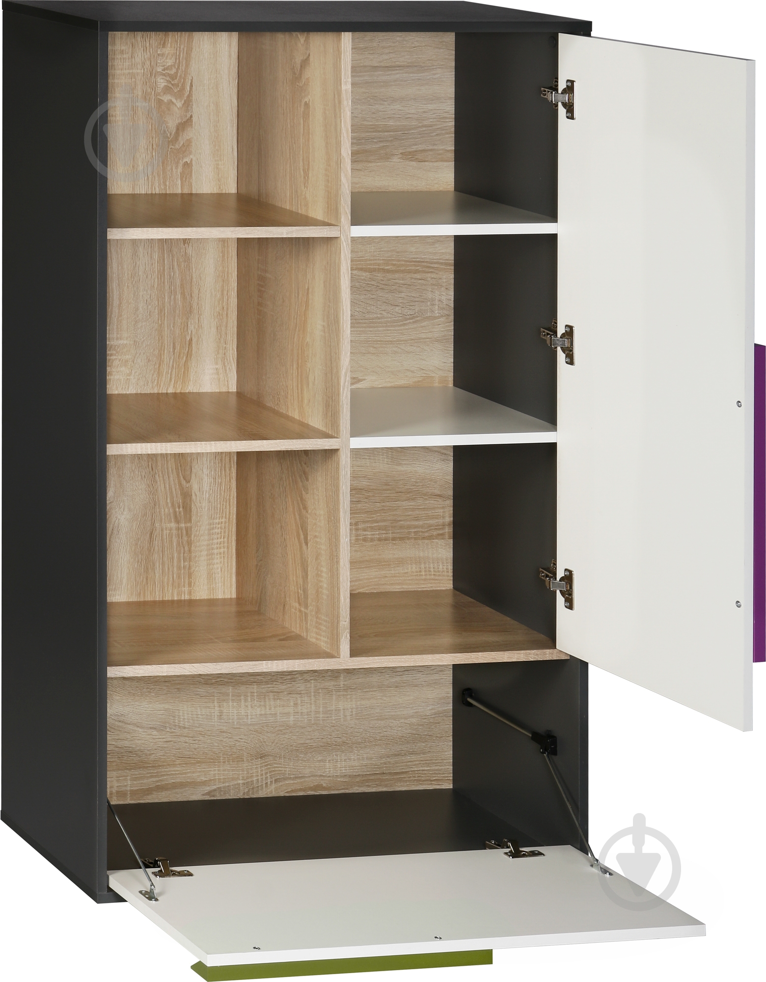 Стеллаж 1340x840x360 мм VMV Holding дуб сонома/белый/графит ДСП полки 6 шт. - фото 2