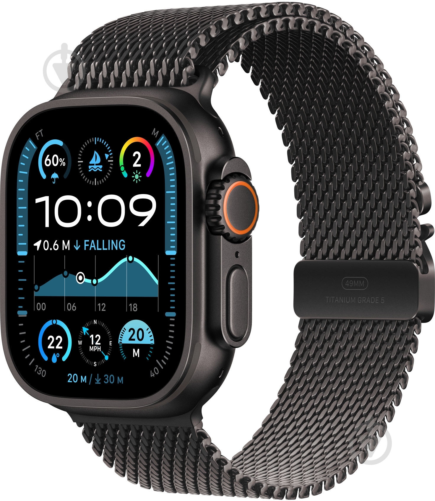 Ремешок Apple 49mm Black Titanium Milanese Loop - Large (MXKH3ZM/A) - фото 2