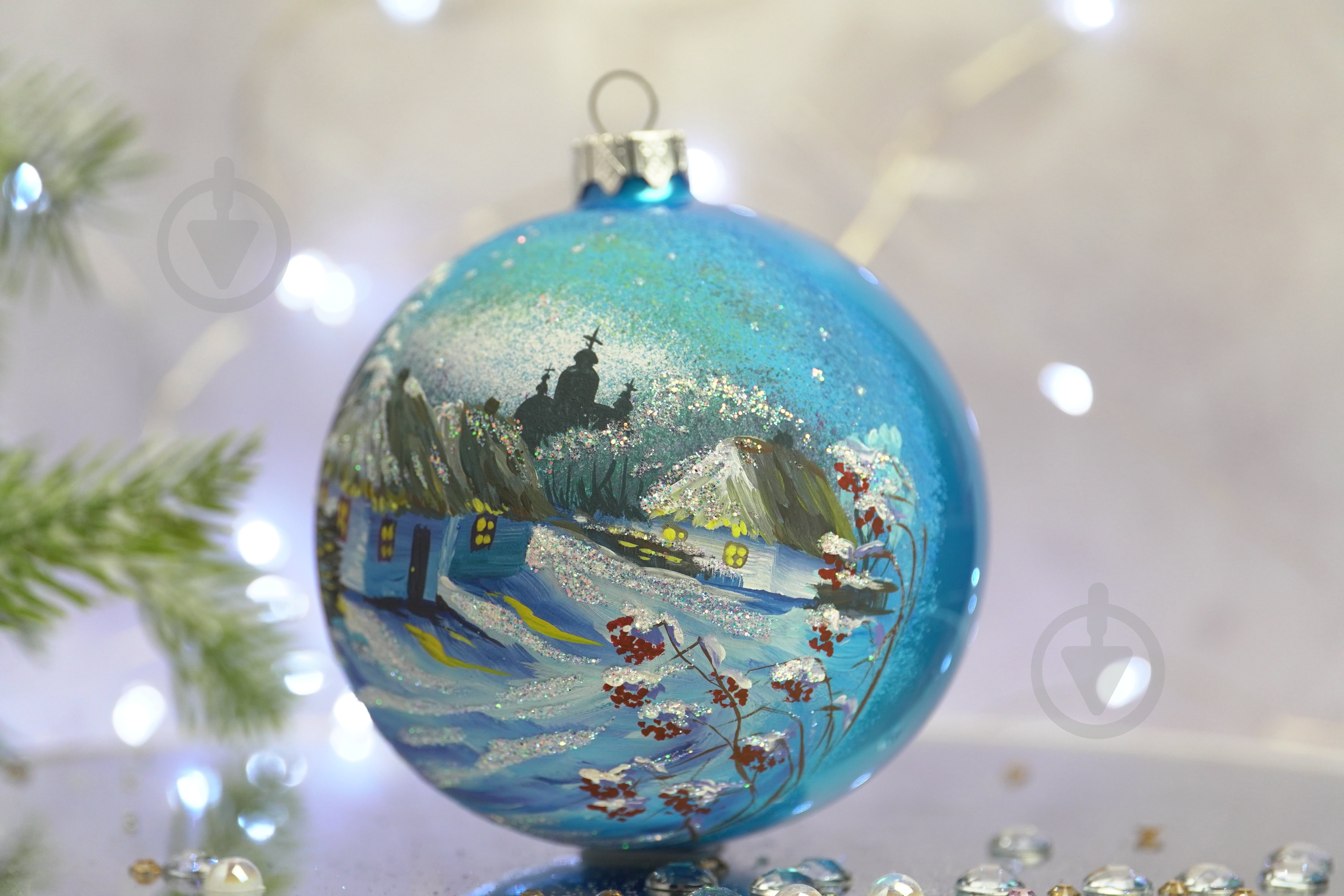 Куля ялинкова Околиця села d 100 мм блакитний 4820001106916 - фото 3