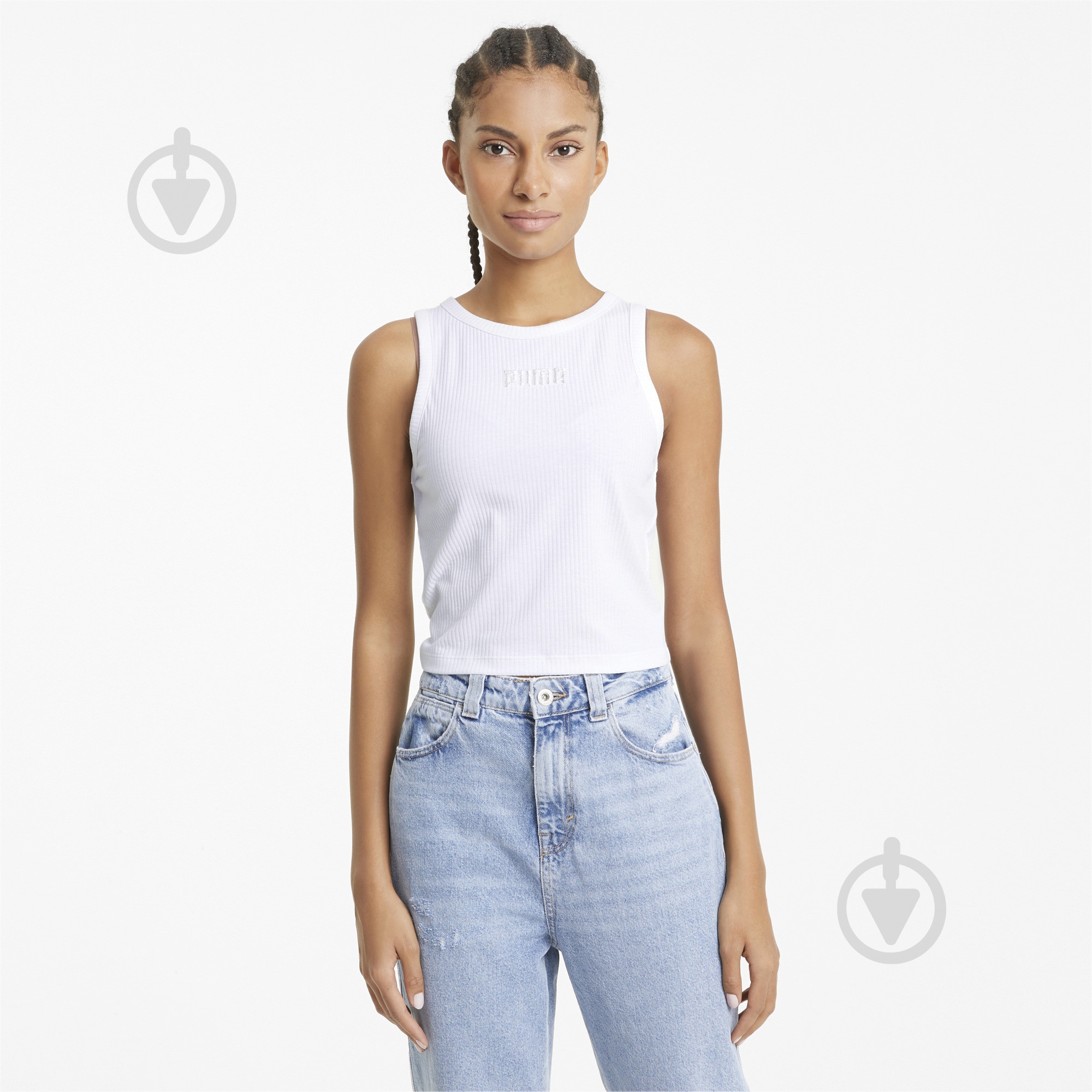 Майка Puma Modern Basics Ribbed Tank 58593102 р.L белый - фото 1