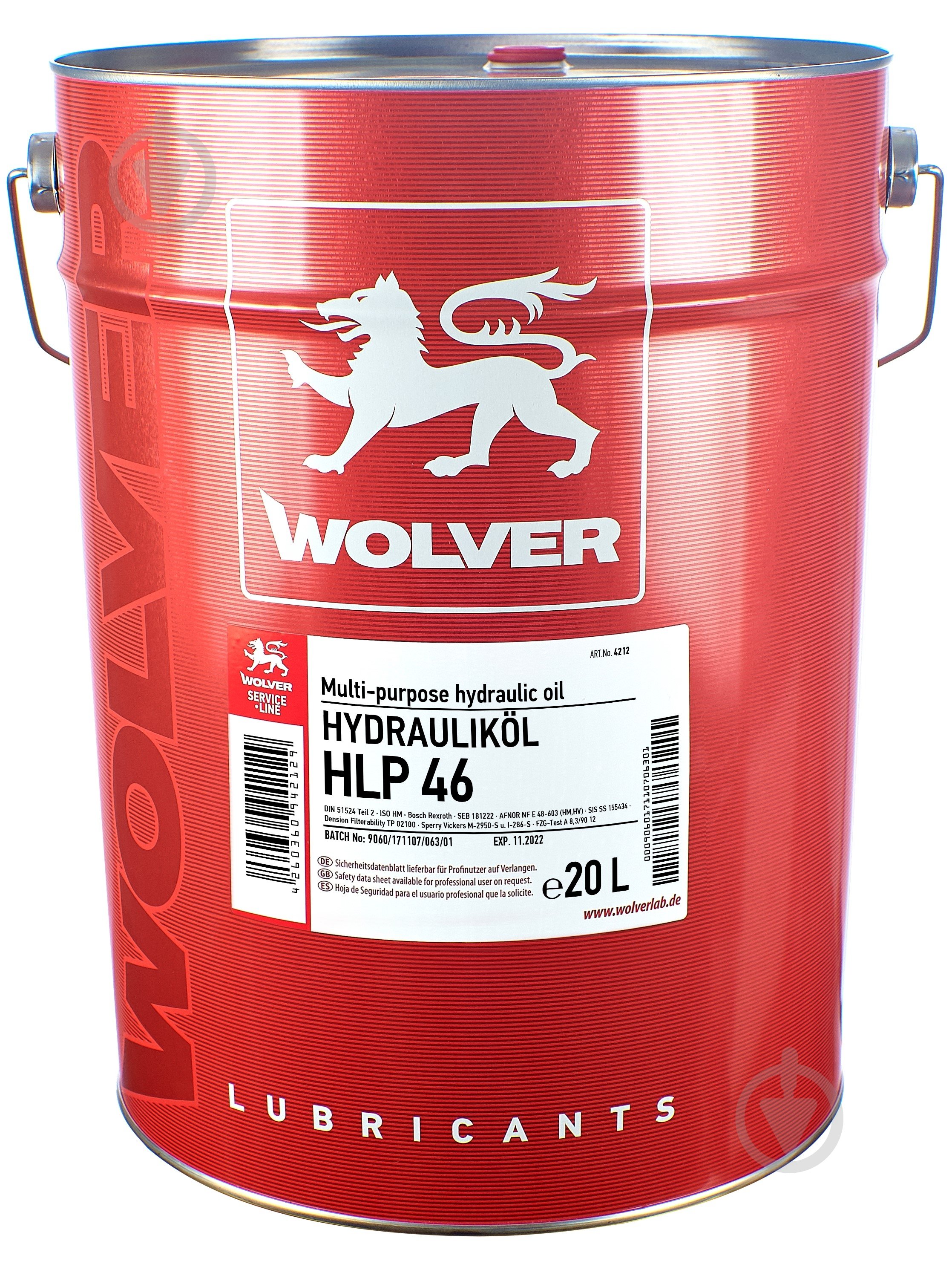 Масло гидравлическое Wolver Hydrauliköl HLP 46 20 л - фото 1 Масло гидравлическое Wolver Hydrauliköl HLP 46 20 л - фото 1