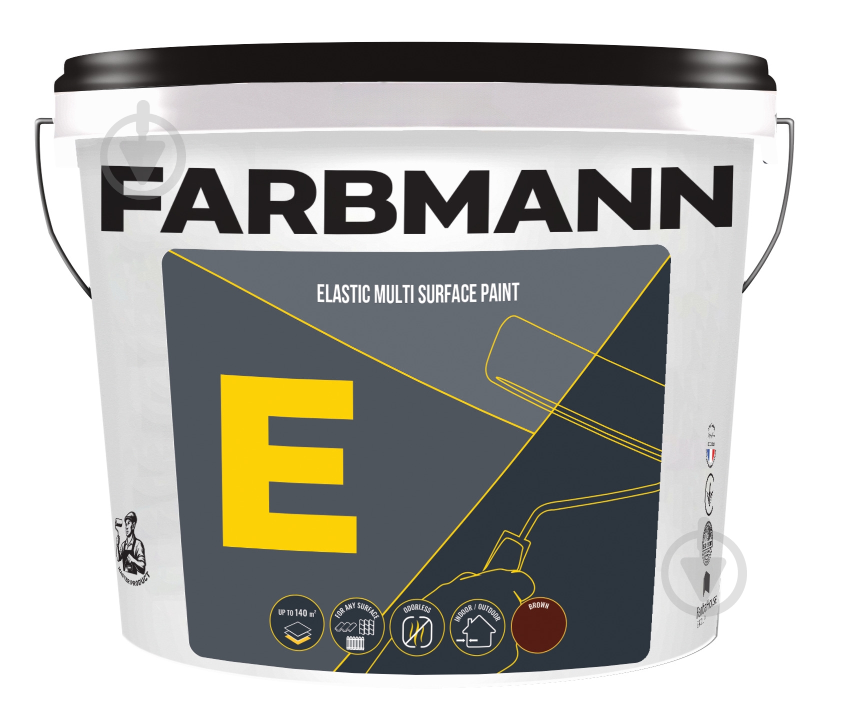 Краска резиновая Farbmann E Elastic Multi Surface Paint мат коричневый 14 л 17,2 кг - фото 1