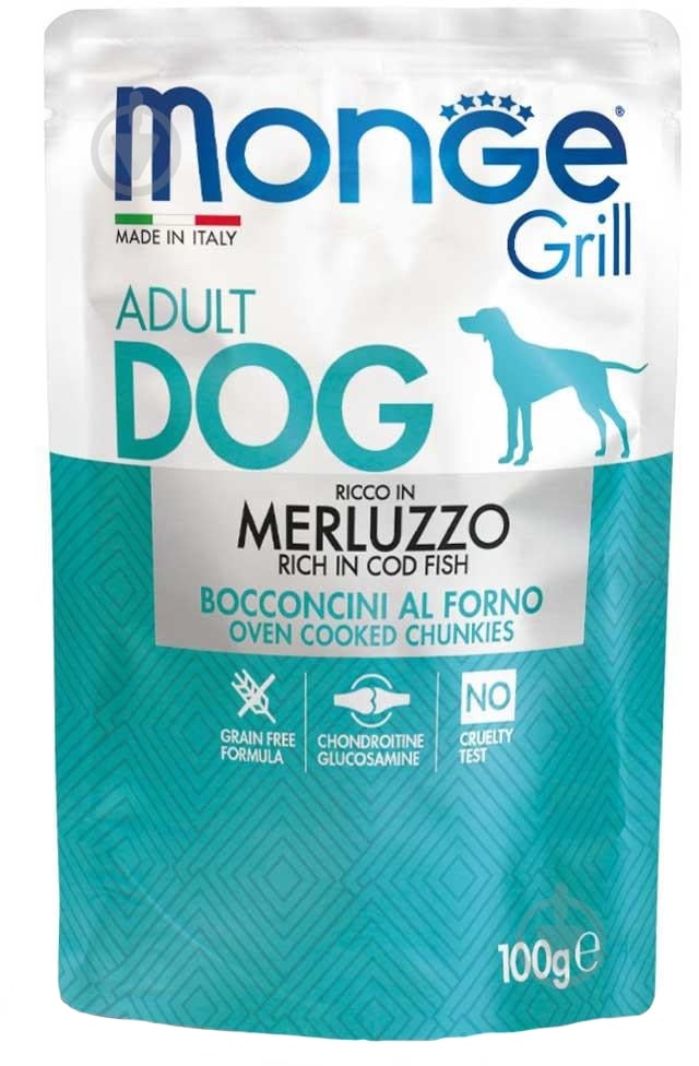 Корм для собак Monge Monge GRILL с треской 100 г - фото 1 Корм для собак Monge Monge GRILL с треской 100 г - фото 1