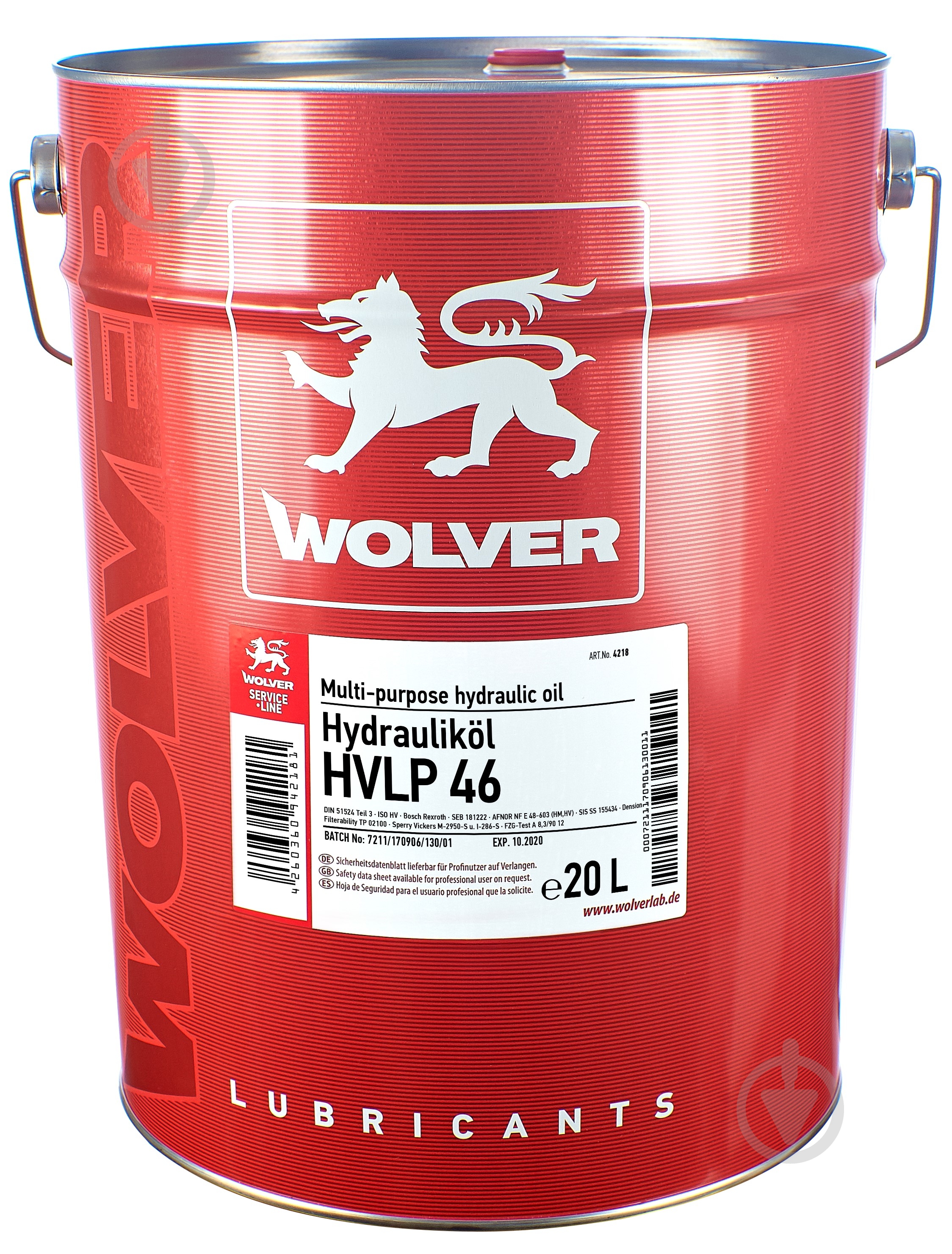 Олива гідравлічна Wolver Hydrauliköl HVLP 46 20 л - фото 1