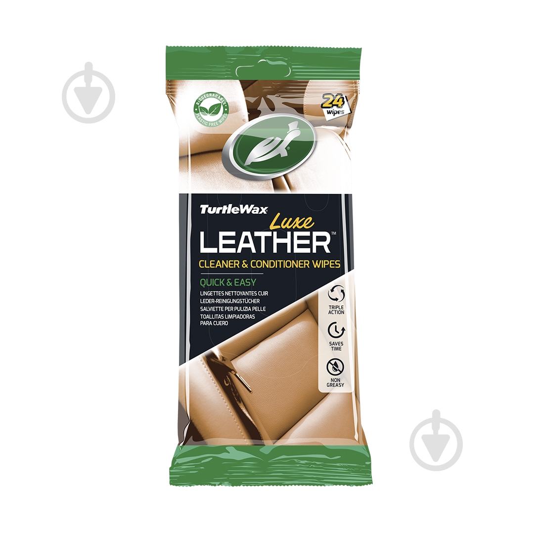 Вологі серветки Шкіра Люкс TURTLE WAX 24 шт. - фото 1 Вологі серветки Шкіра Люкс TURTLE WAX 24 шт. - фото 1