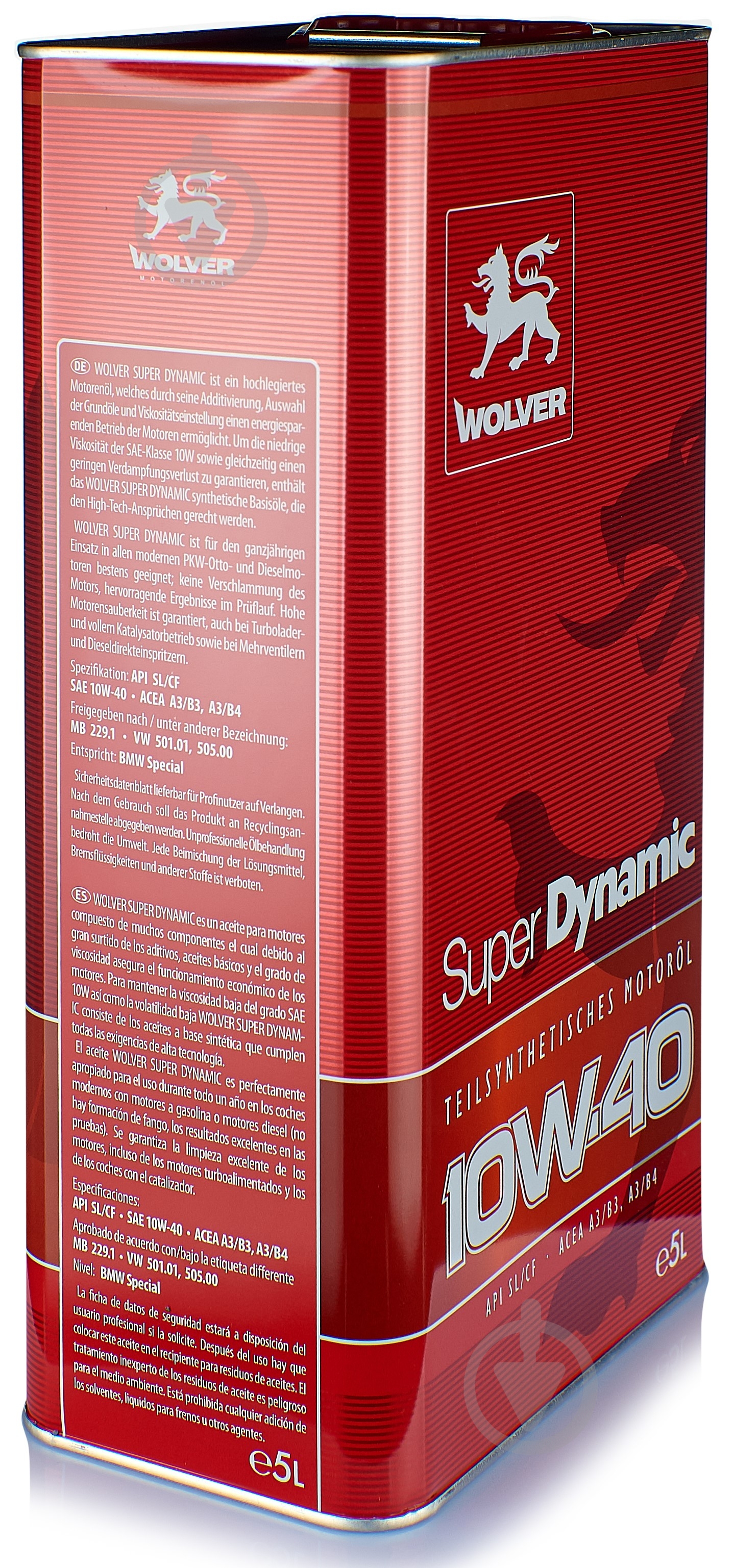 Моторное масло полусинтетическое Wolver Super Dynamic 10W-40 5 л - фото 3