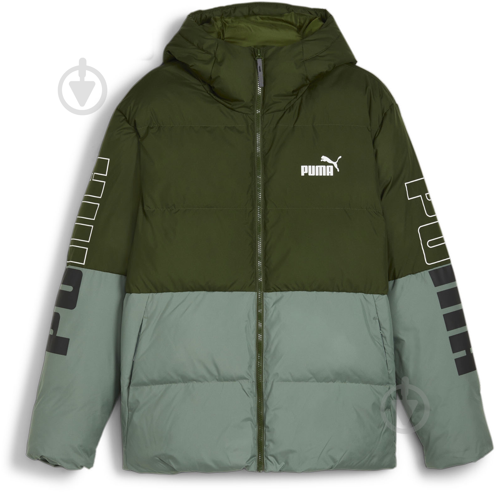 Пуховик Puma PUMA POWER HOODED JACKET 67538931 р.L зеленый - фото 1 Пуховик Puma PUMA POWER HOODED JACKET 67538931 р.L зеленый - фото 1