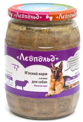 Корм вологий Леопольд для собак м’ясний з ягням 670 г - фото 1 Корм вологий Леопольд для собак м’ясний з ягням 670 г - фото 1