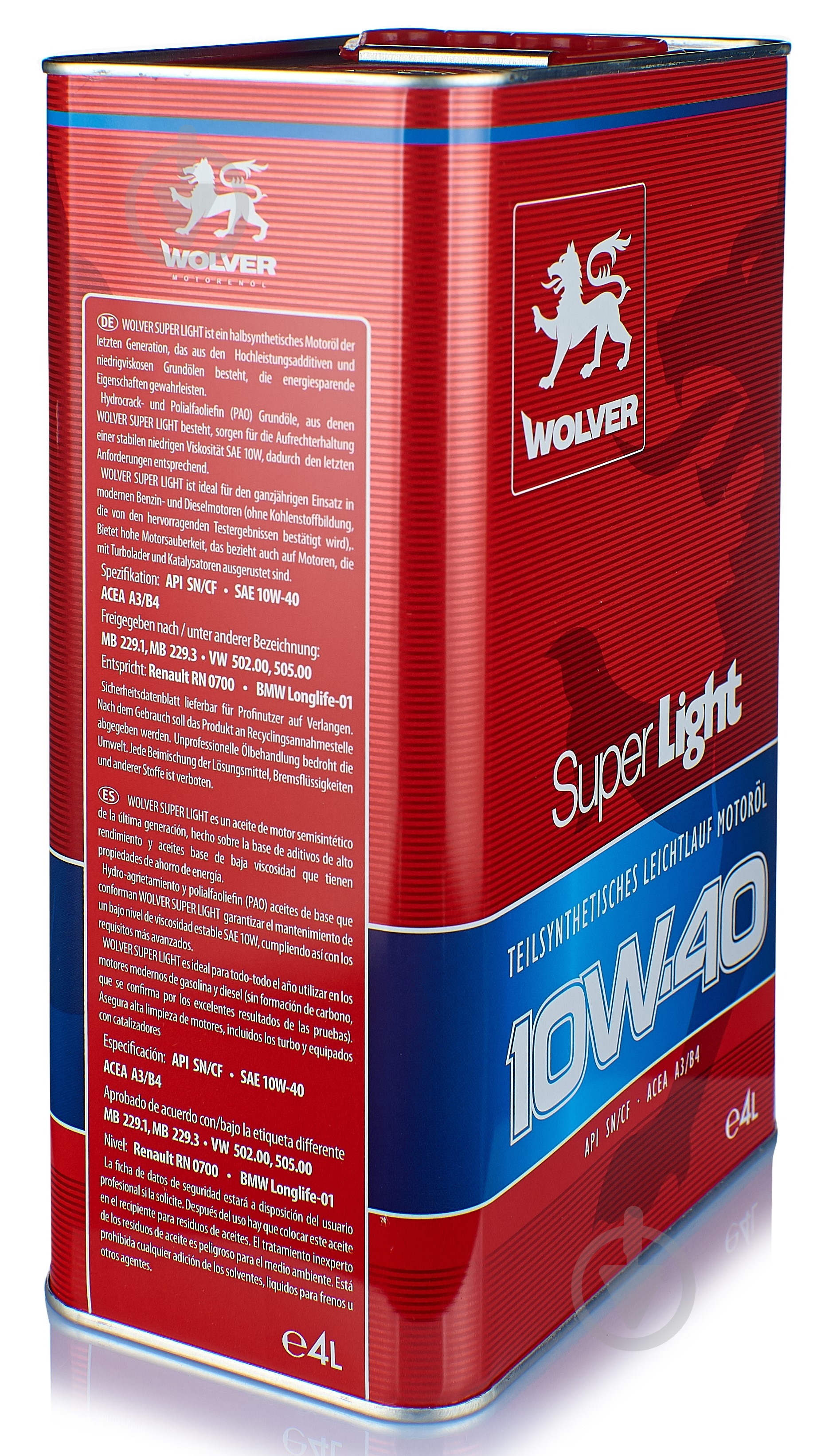 Моторное масло полусинтетическое Wolver Super Light 10W-40 4 л (06573) - фото 3
