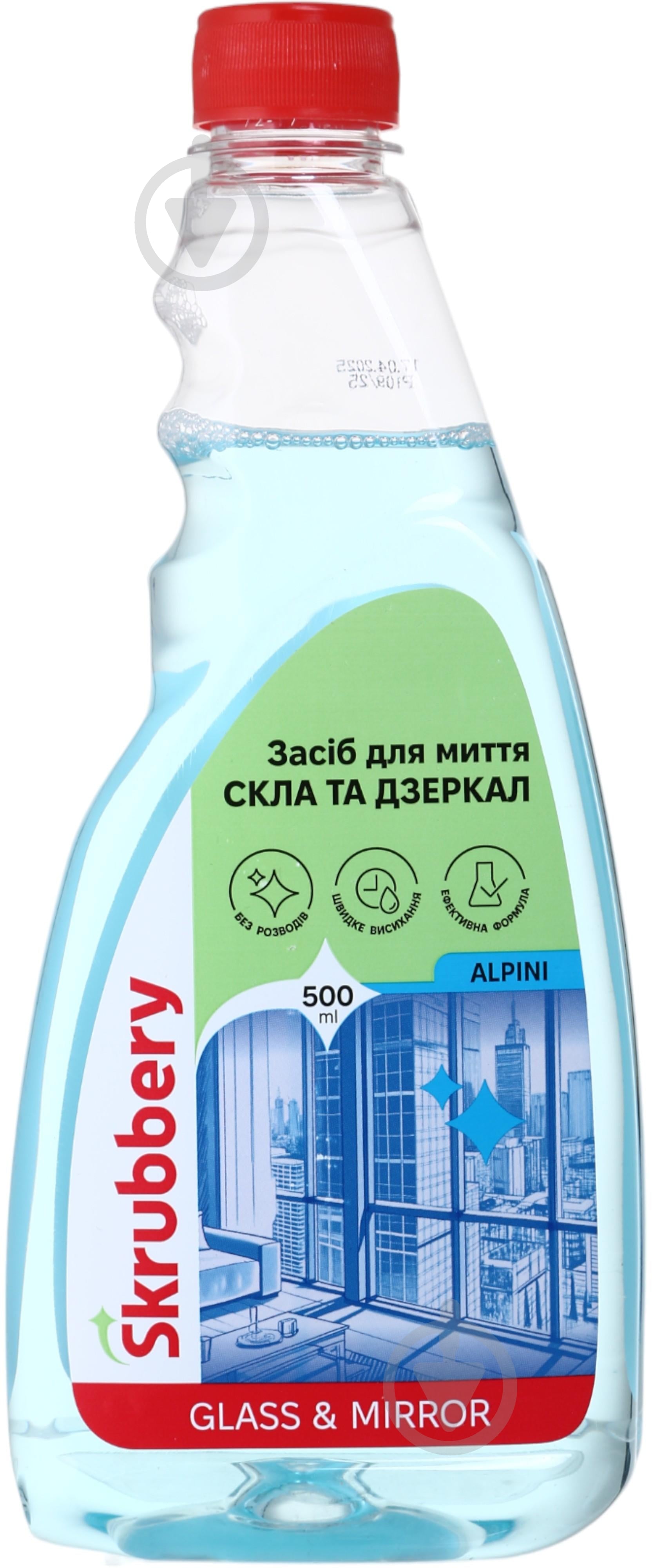 Засіб миючий для скла та дзеркал SKRUBBERY Alpini (запаска) 0,5 л - фото 1