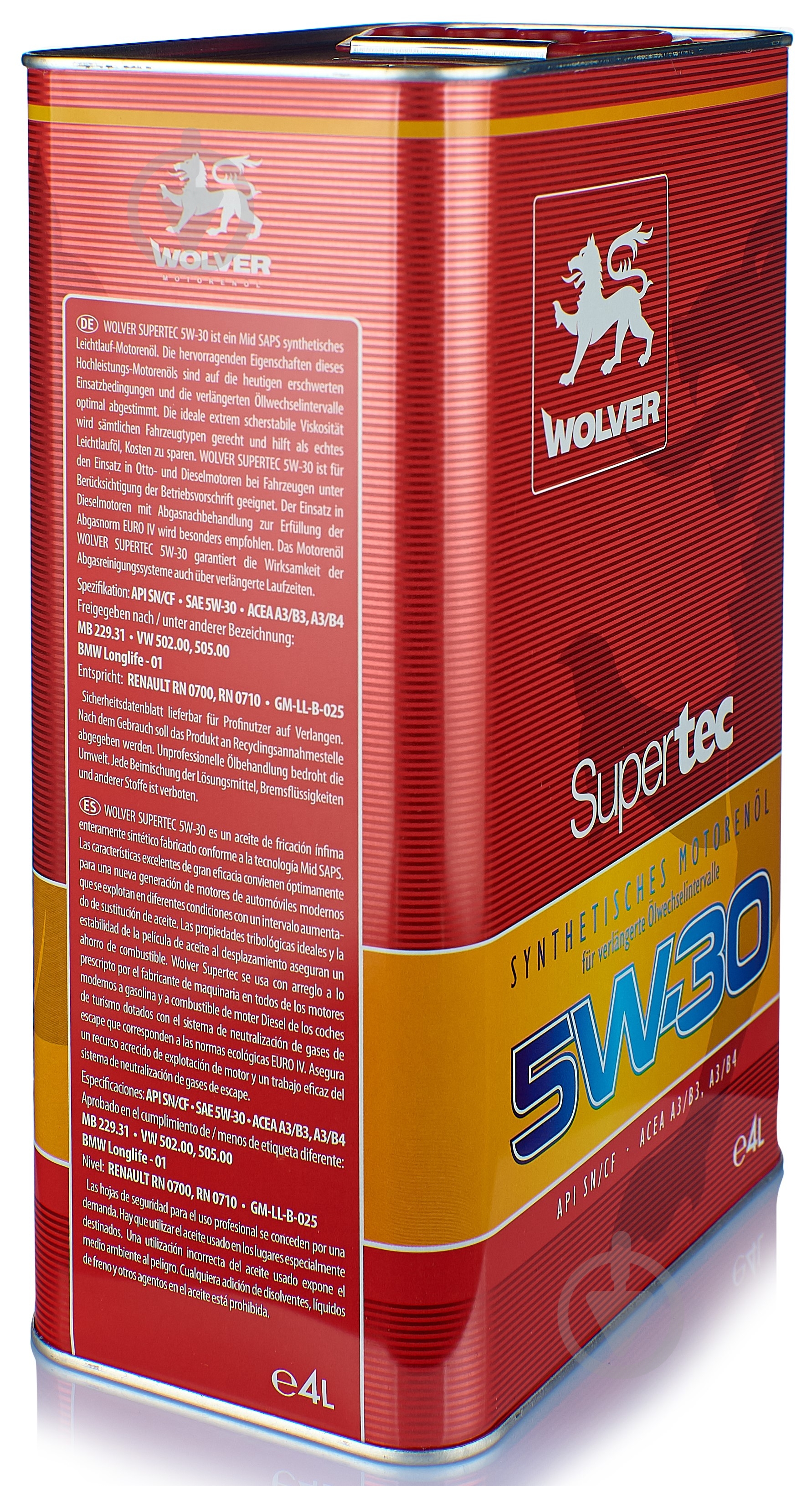 Моторное масло синтетическое Wolver Supertec 5W-30 4 л - фото 3 Моторное масло синтетическое Wolver Supertec 5W-30 4 л - фото 3