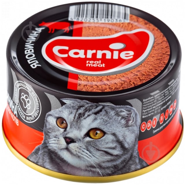 Паштет консервированный для котов Carnie с говядиной 90 г - фото 1 Паштет консервированный для котов Carnie с говядиной 90 г - фото 1