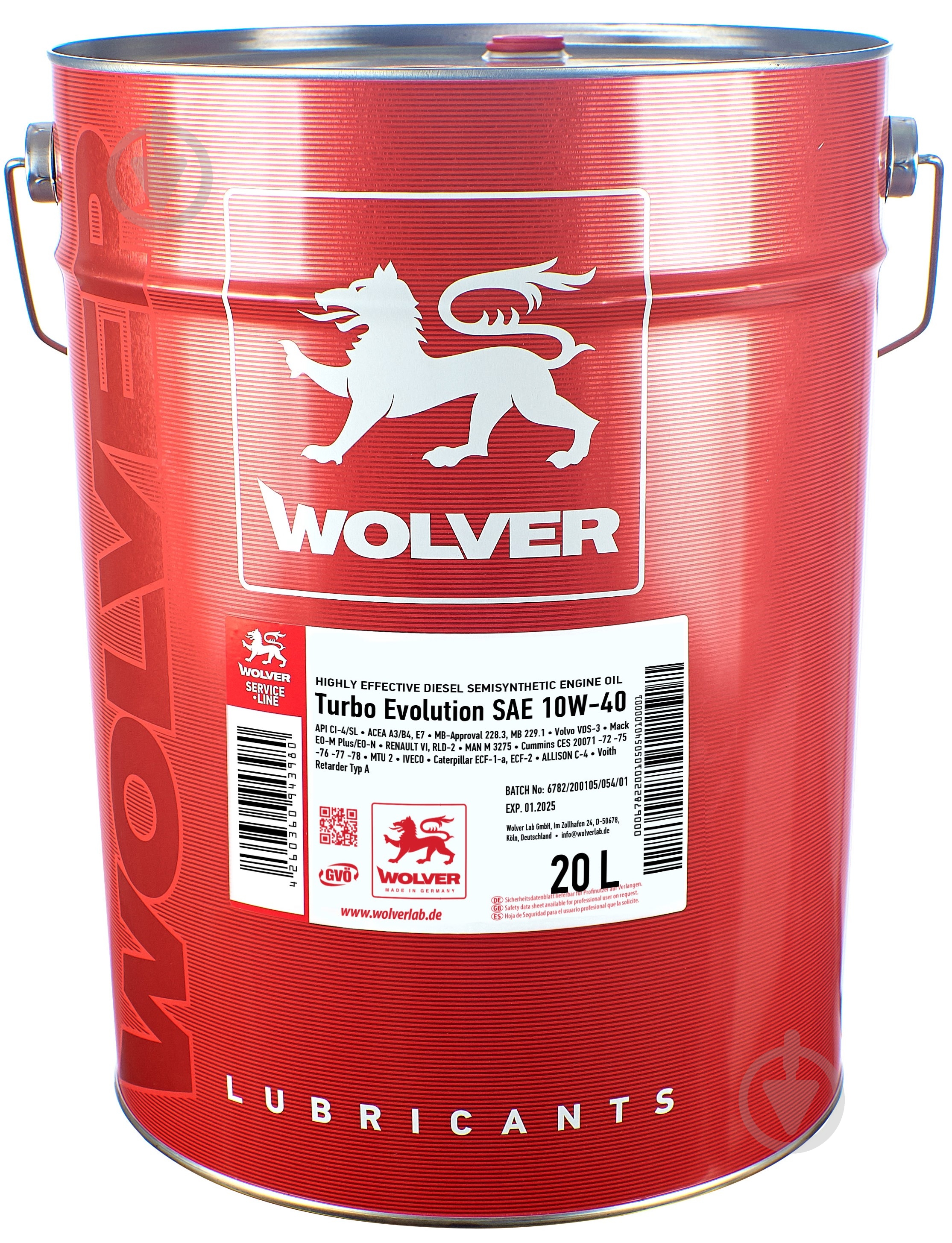 Моторное масло полусинтетическое Wolver Turbo Evolution 10W-40 20 л - фото 1 Моторное масло полусинтетическое Wolver Turbo Evolution 10W-40 20 л - фото 1