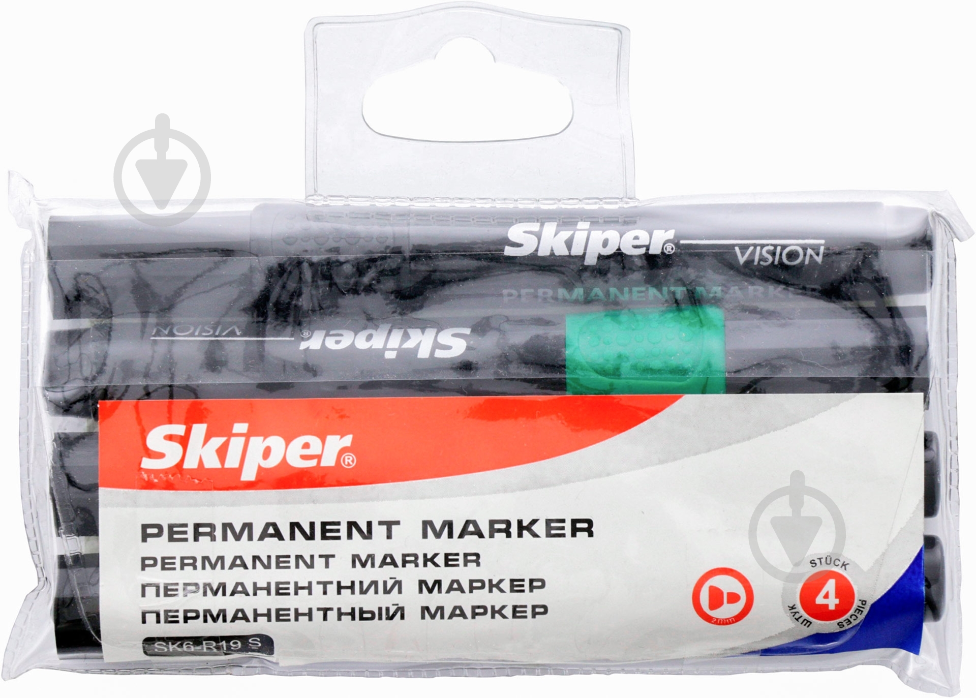 Набор перманентных маркеров Skiper Vision 2 мм 4 шт. 360388 разноцветный - фото 2