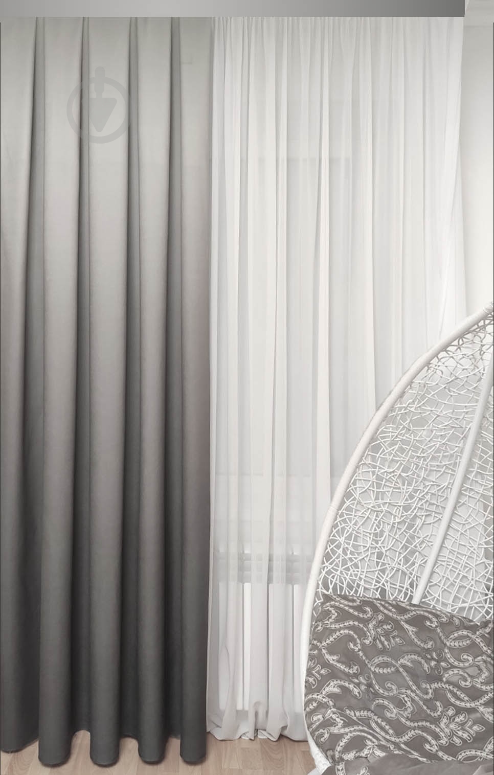 Штора Градиент 250x260 серый Декор-ін - фото 2 Штора Градиент 250x260 серый Декор-ін - фото 2
