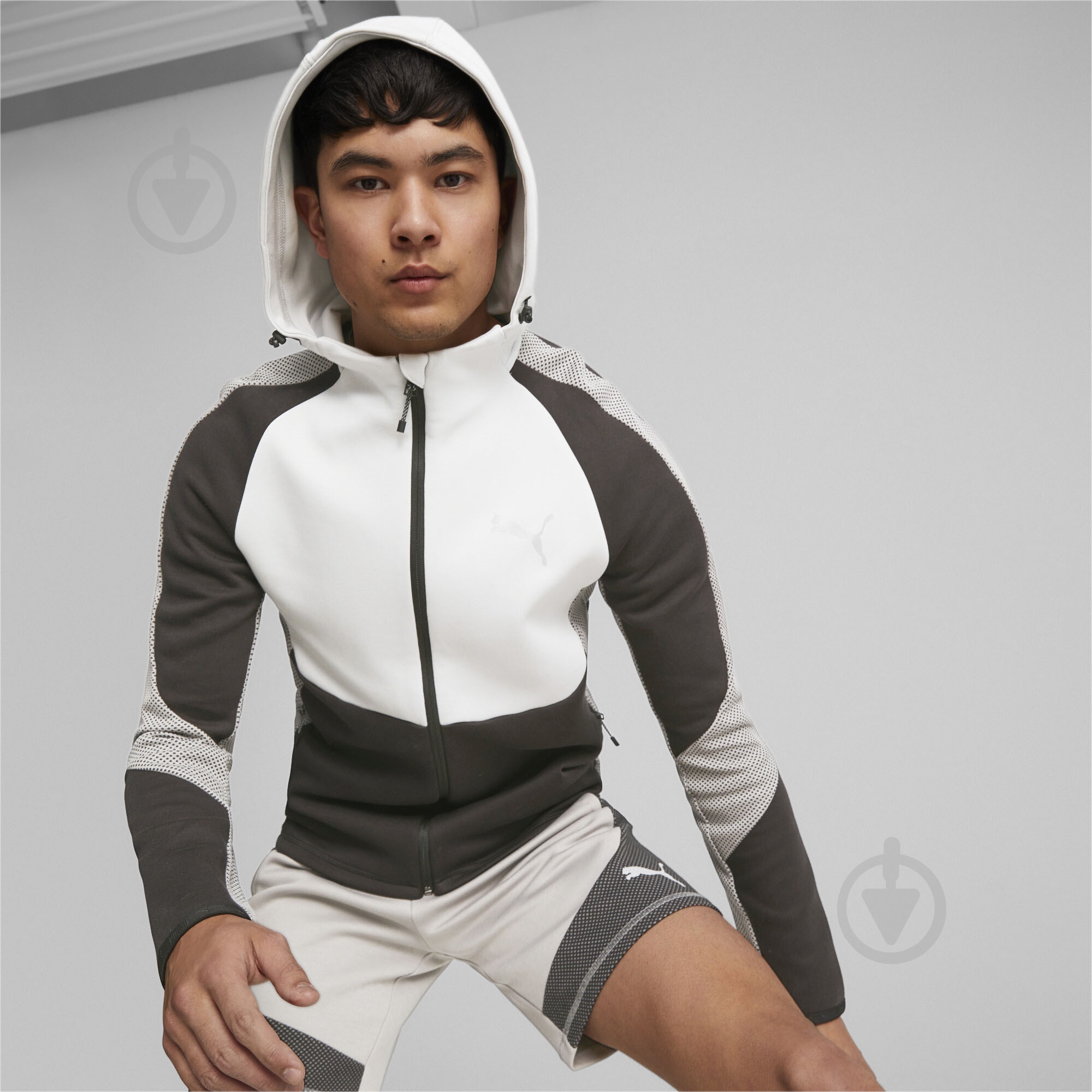 Джемпер Puma EVOSTRIPE FULL-ZIP HOODIE DK 67593014 р.2XL серый - фото 3 Джемпер Puma EVOSTRIPE FULL-ZIP HOODIE DK 67593014 р.2XL серый - фото 3