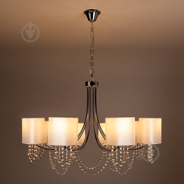 Люстра подвесная Strotskis Cornella 8x40 Вт E14 хром/бежевый 10084/8 - фото 3 Люстра подвесная Strotskis Cornella 8x40 Вт E14 хром/бежевый 10084/8 - фото 3