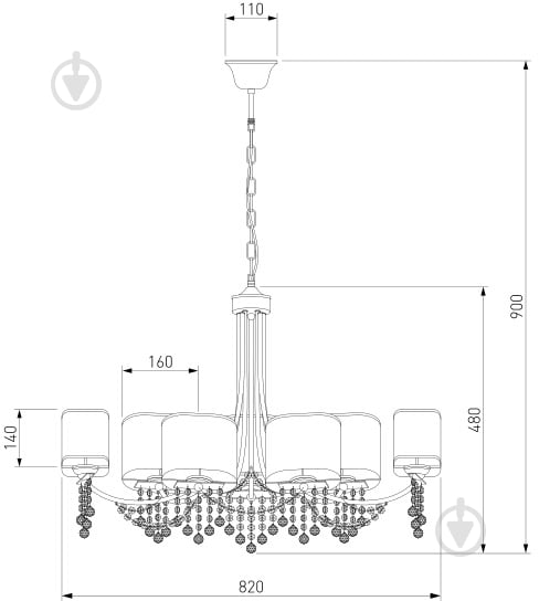 Люстра подвесная Strotskis Cornella 8x40 Вт E14 хром/бежевый 10084/8 - фото 8 Люстра подвесная Strotskis Cornella 8x40 Вт E14 хром/бежевый 10084/8 - фото 8