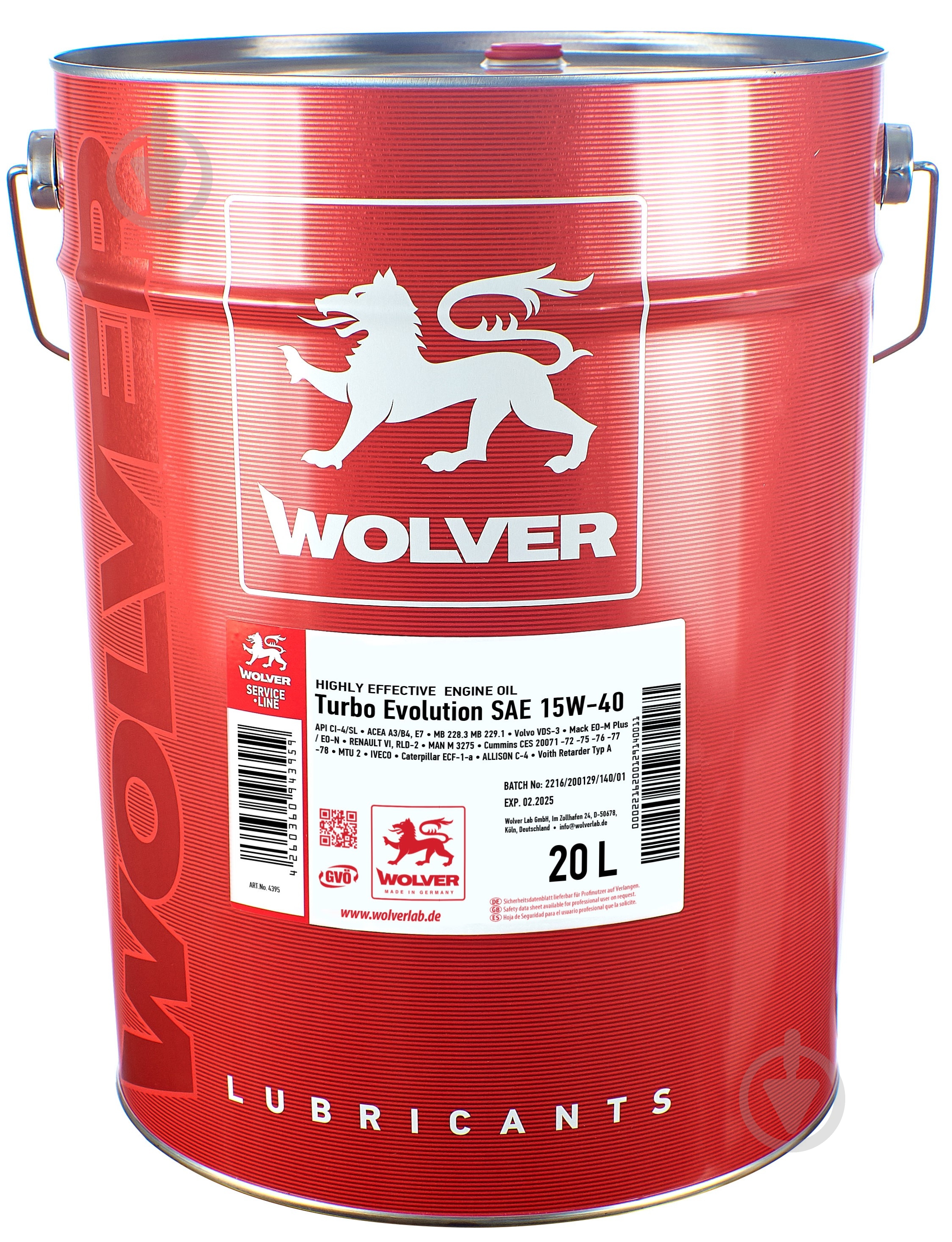 Моторное масло минеральное Wolver Turbo Evolution 15W-40 20 л - фото 1