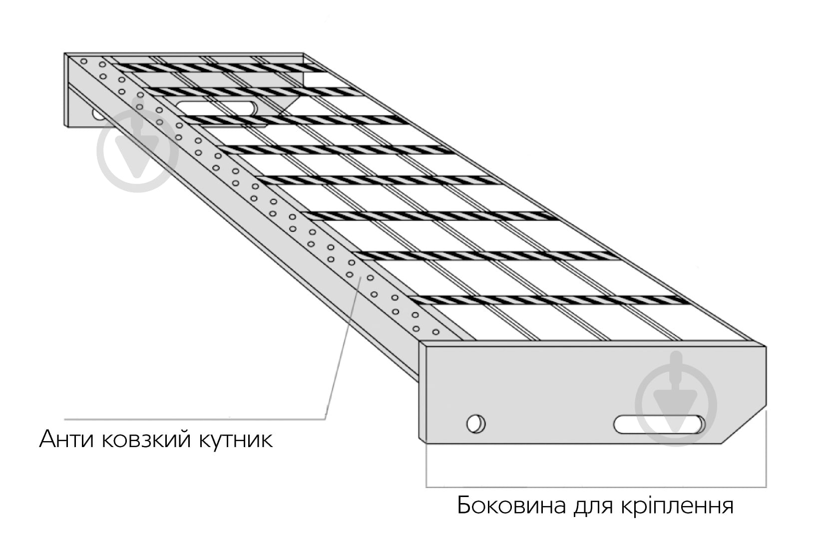 Сходинка оцинкована металева 1000х270 мм - фото 2