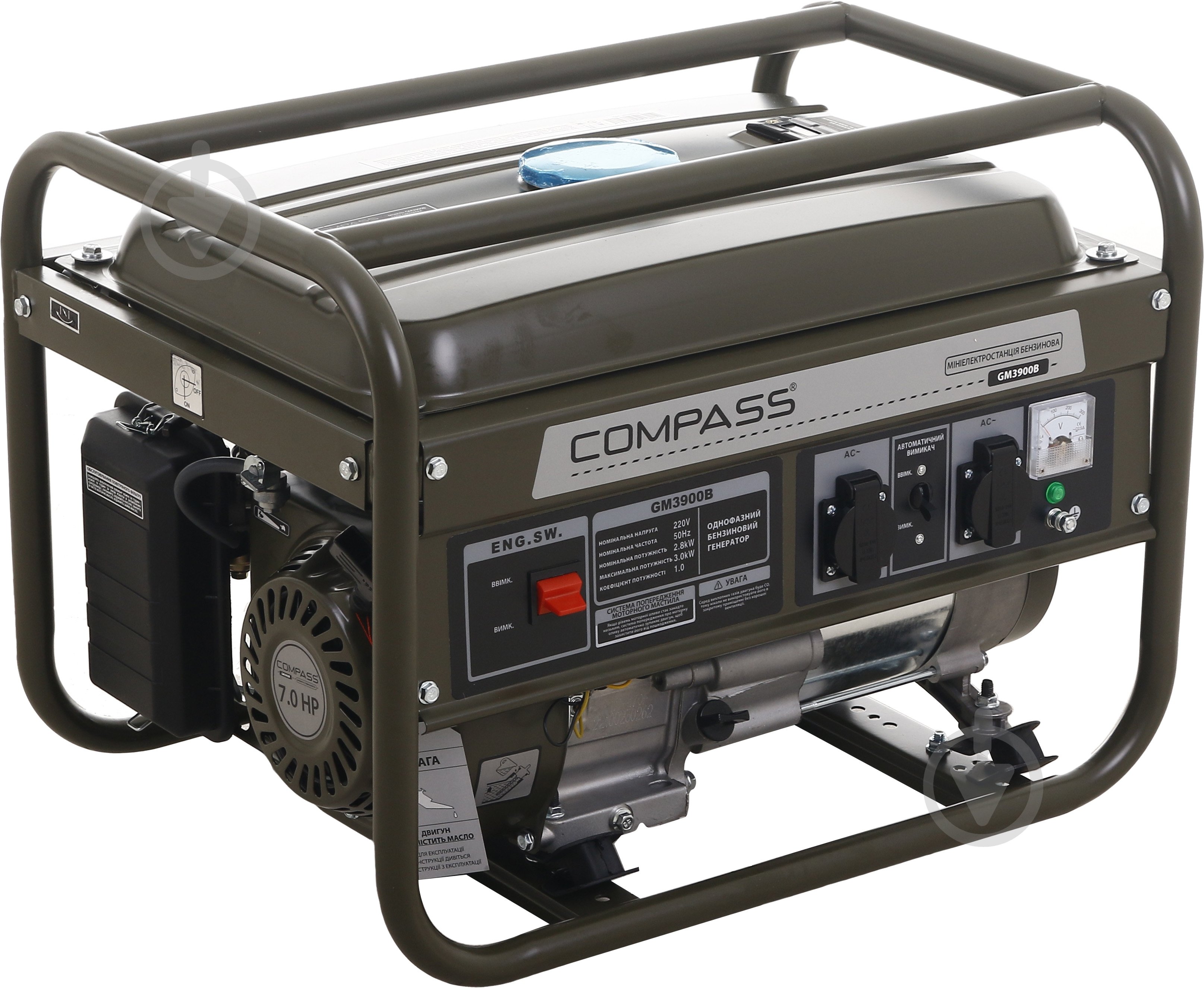 Генератор бензиновый Compass Greenmax 2,8 кВт / 3 кВт 230 В GM3900B - фото 1